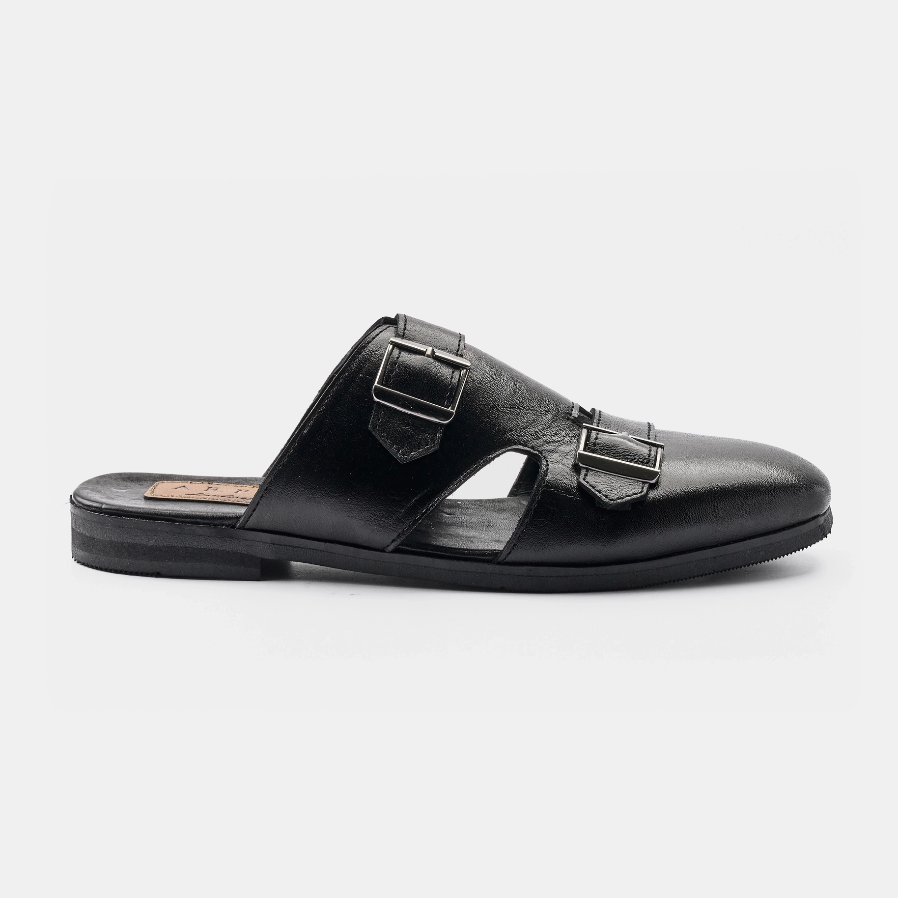 Separated Double Buckle Cocoa Half Shoe