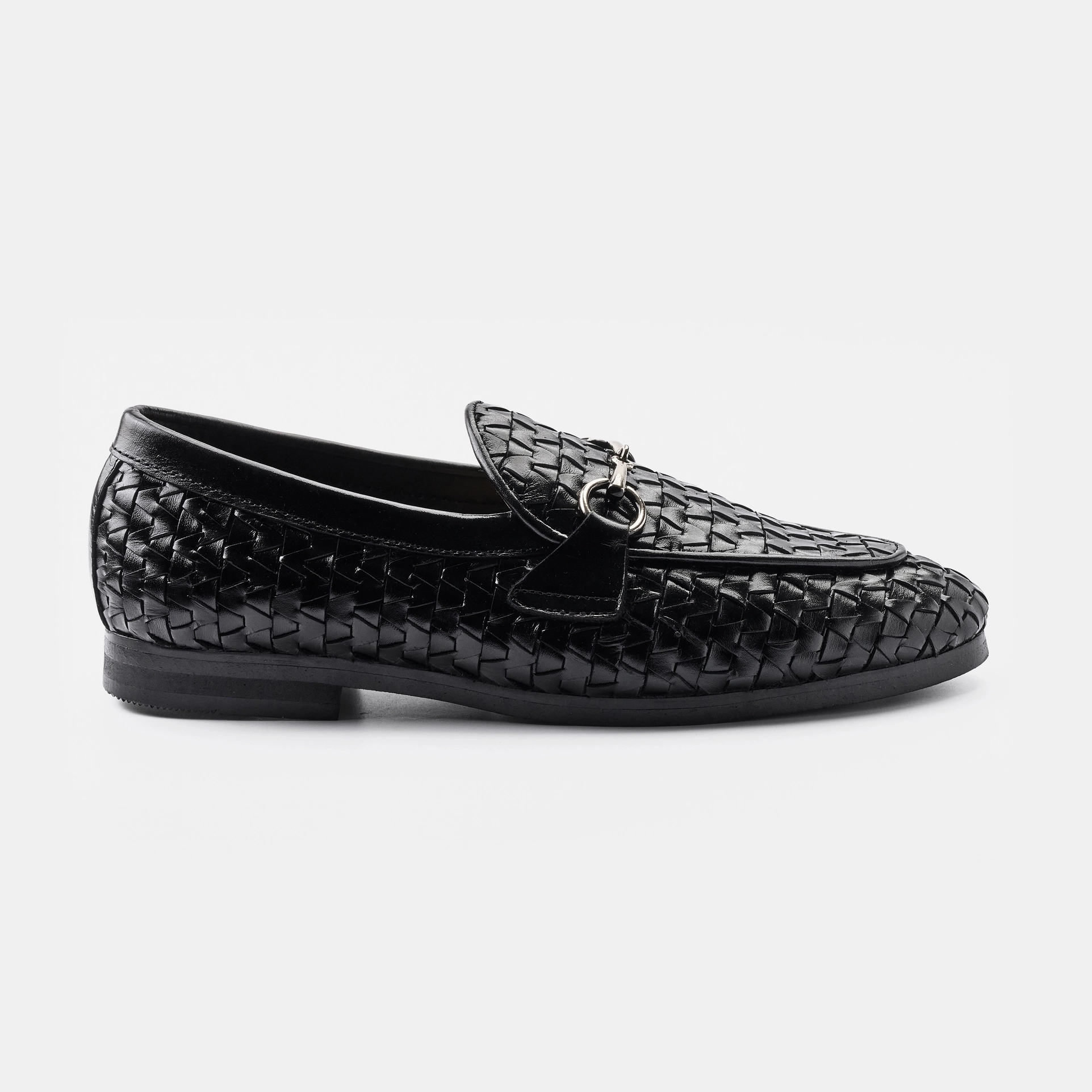 Triangle Woven Horsebit Loafer Black