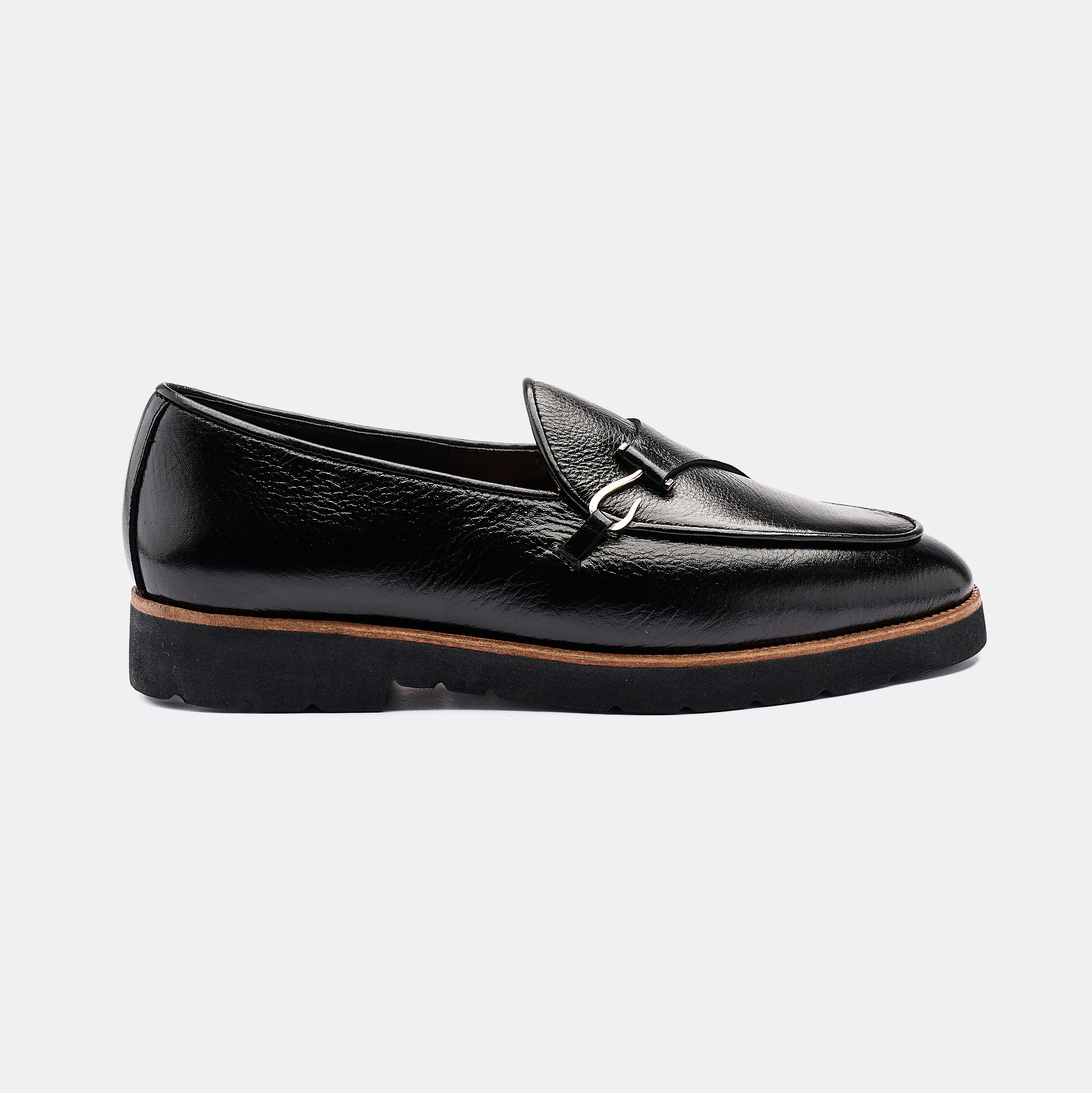 Black High Sole Single Hook Loafer (Lightweight Version)