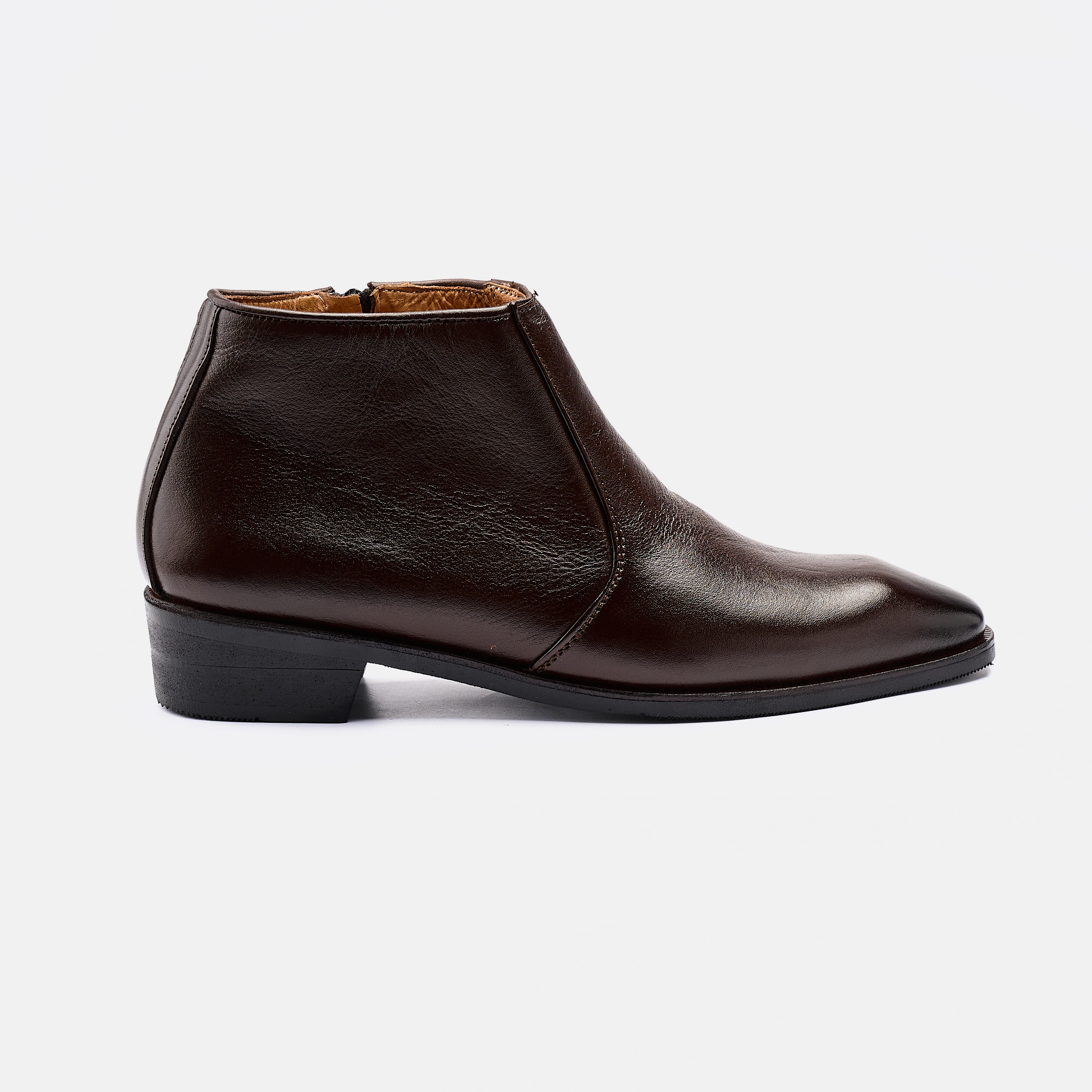 Korean Heel Chisel-Toe Chain Boot Cocoa