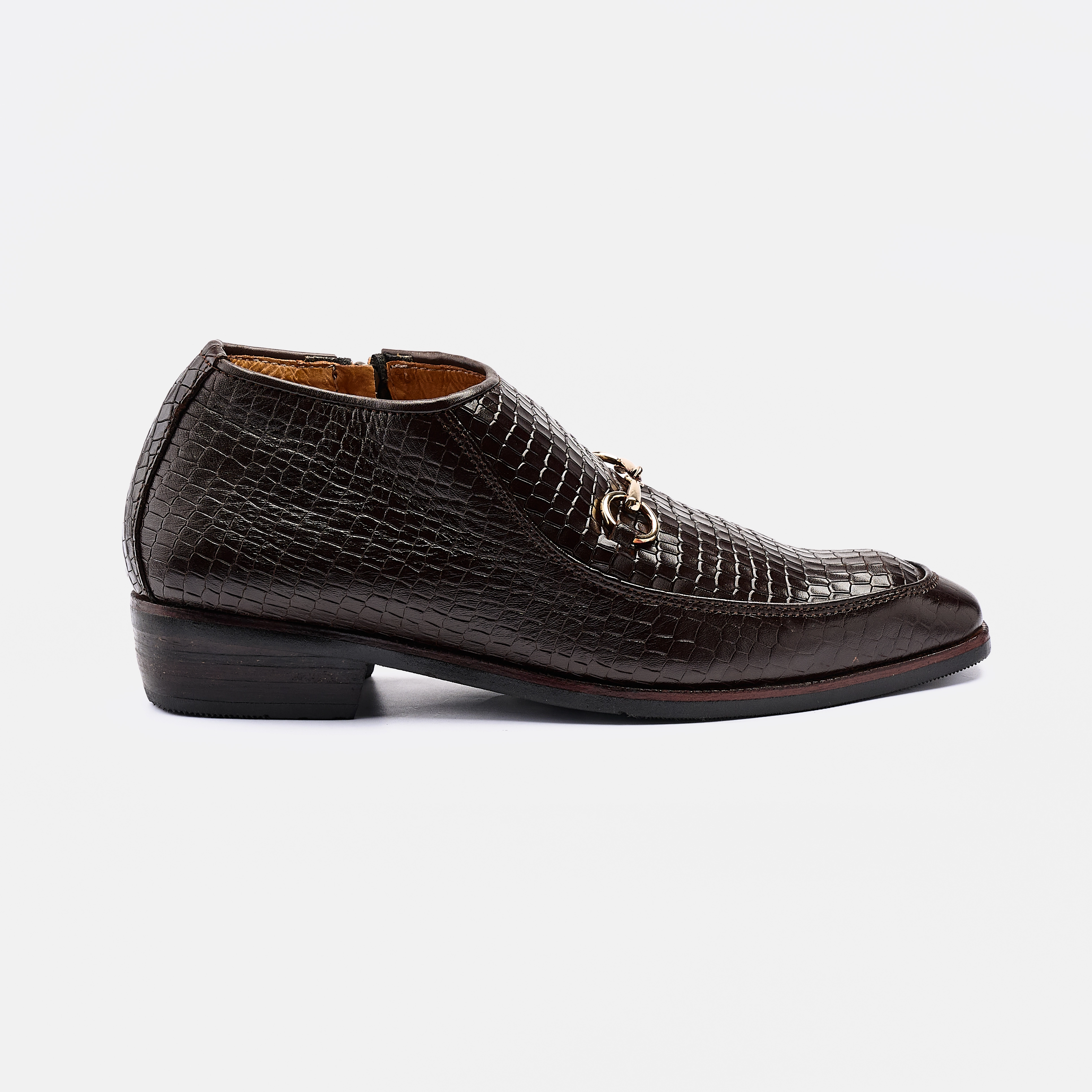 Horse Bit Chisel-Toe Boot Shoe Cocoa Embossed