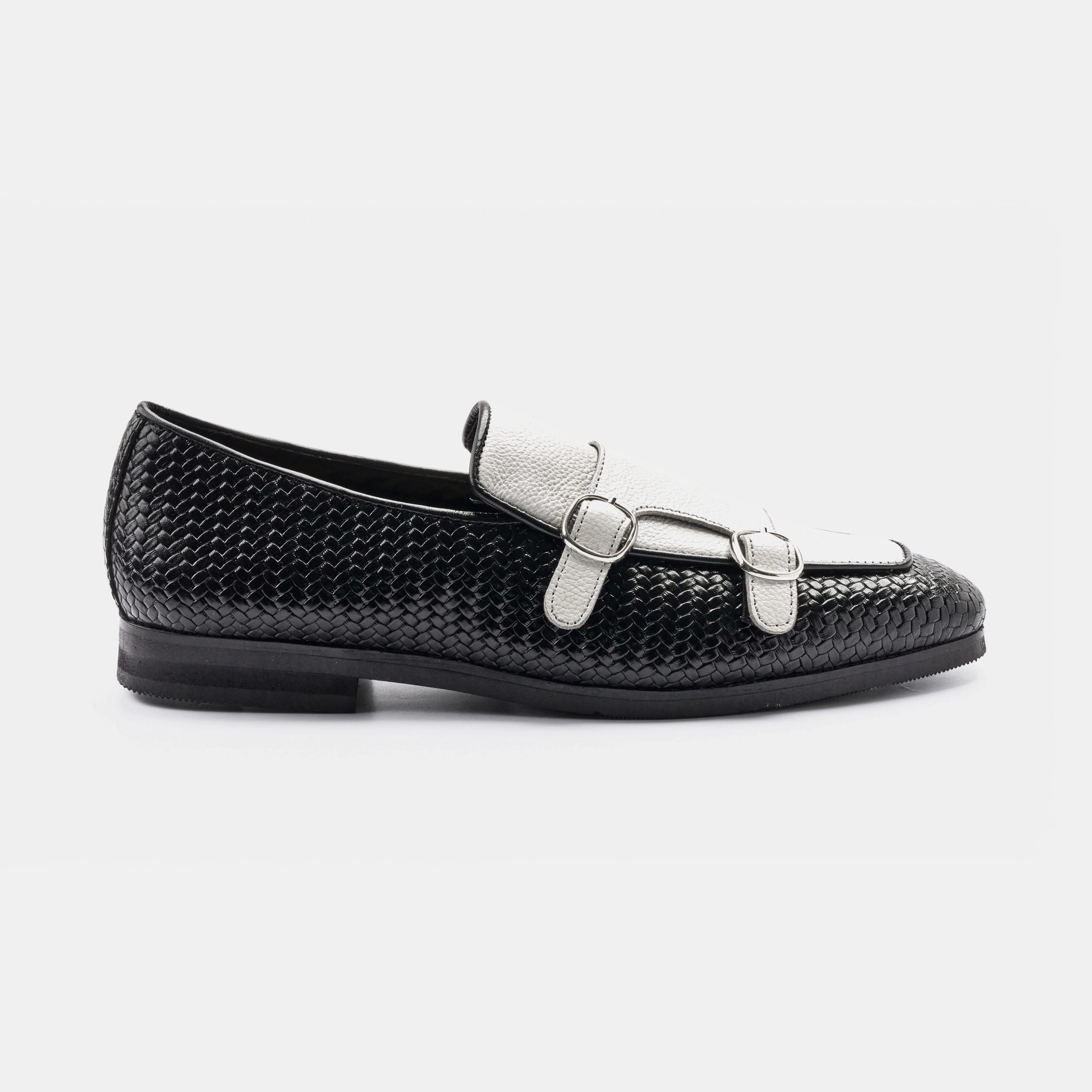 Black Double White DM Embossed Loafer