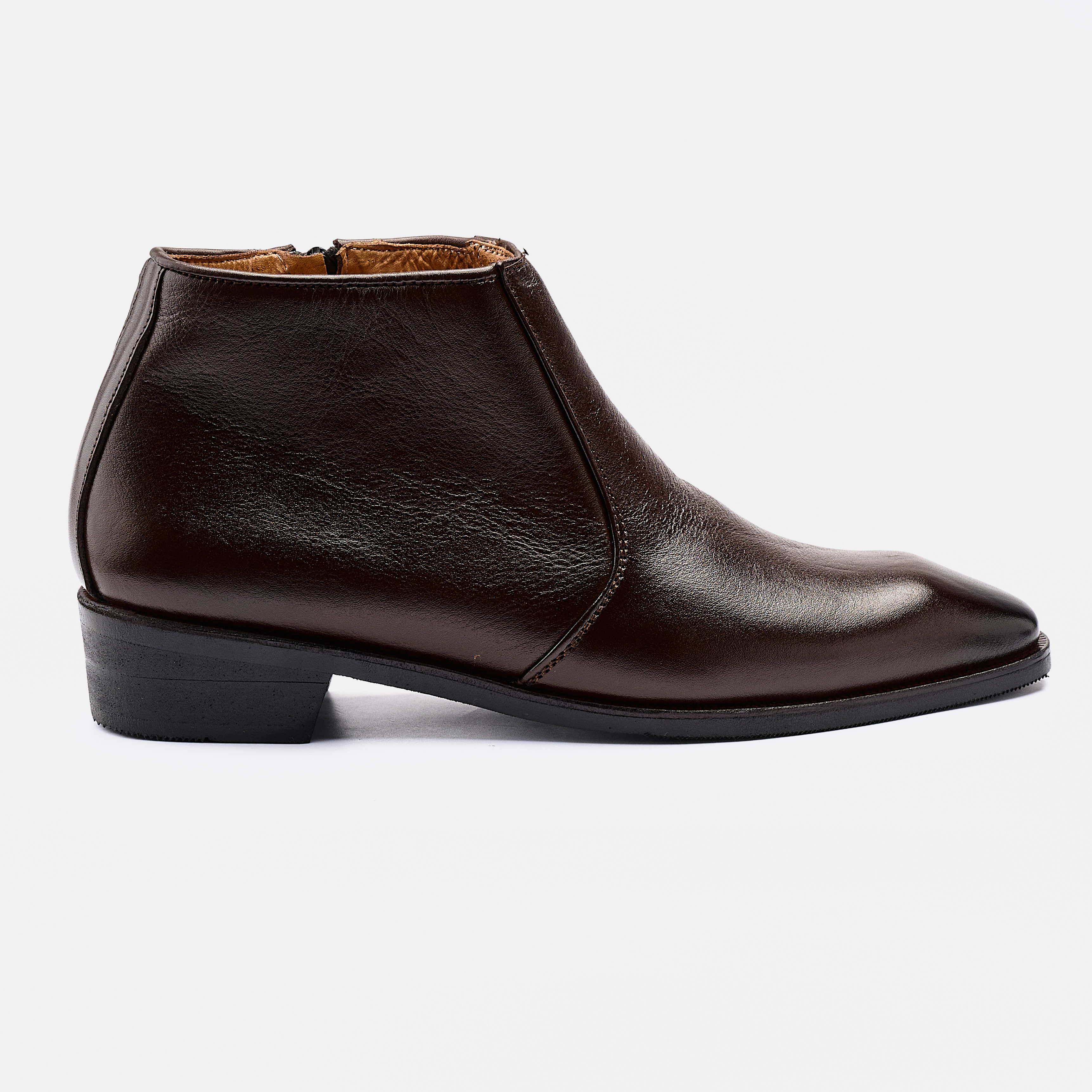 Korean Heel Chisel-Toe Chain Boot Cocoa
