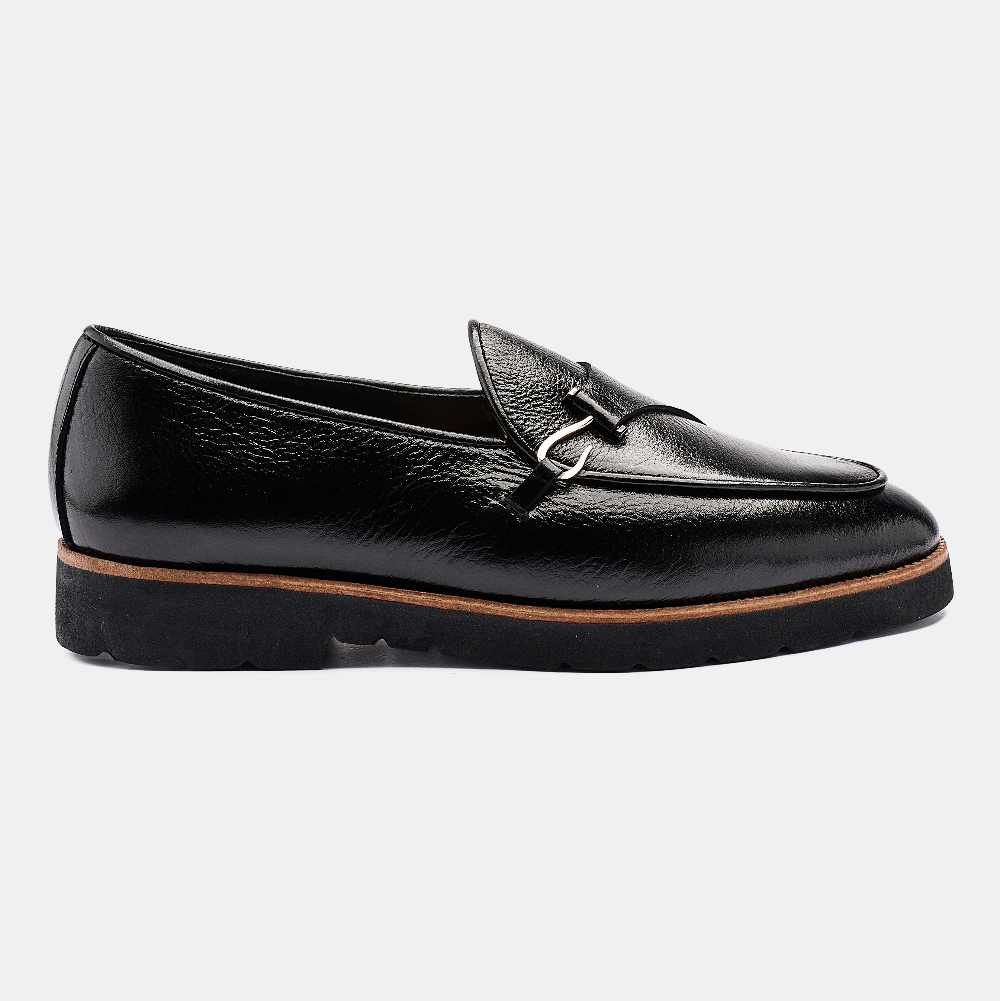 Black High Sole Single Hook Loafer (Lightweight Version)