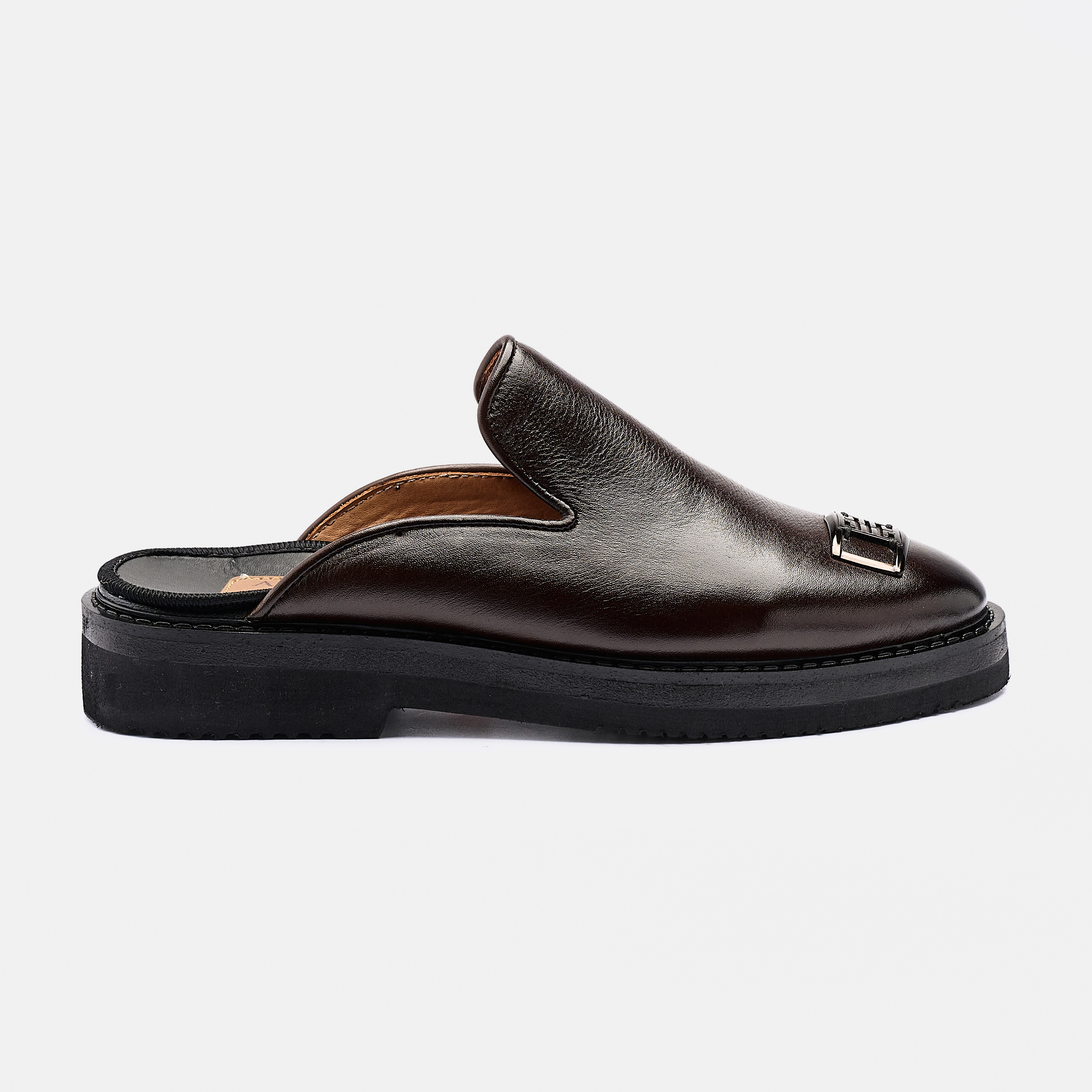 Front Bow Buckle Cocoa High Sole Half Shoe