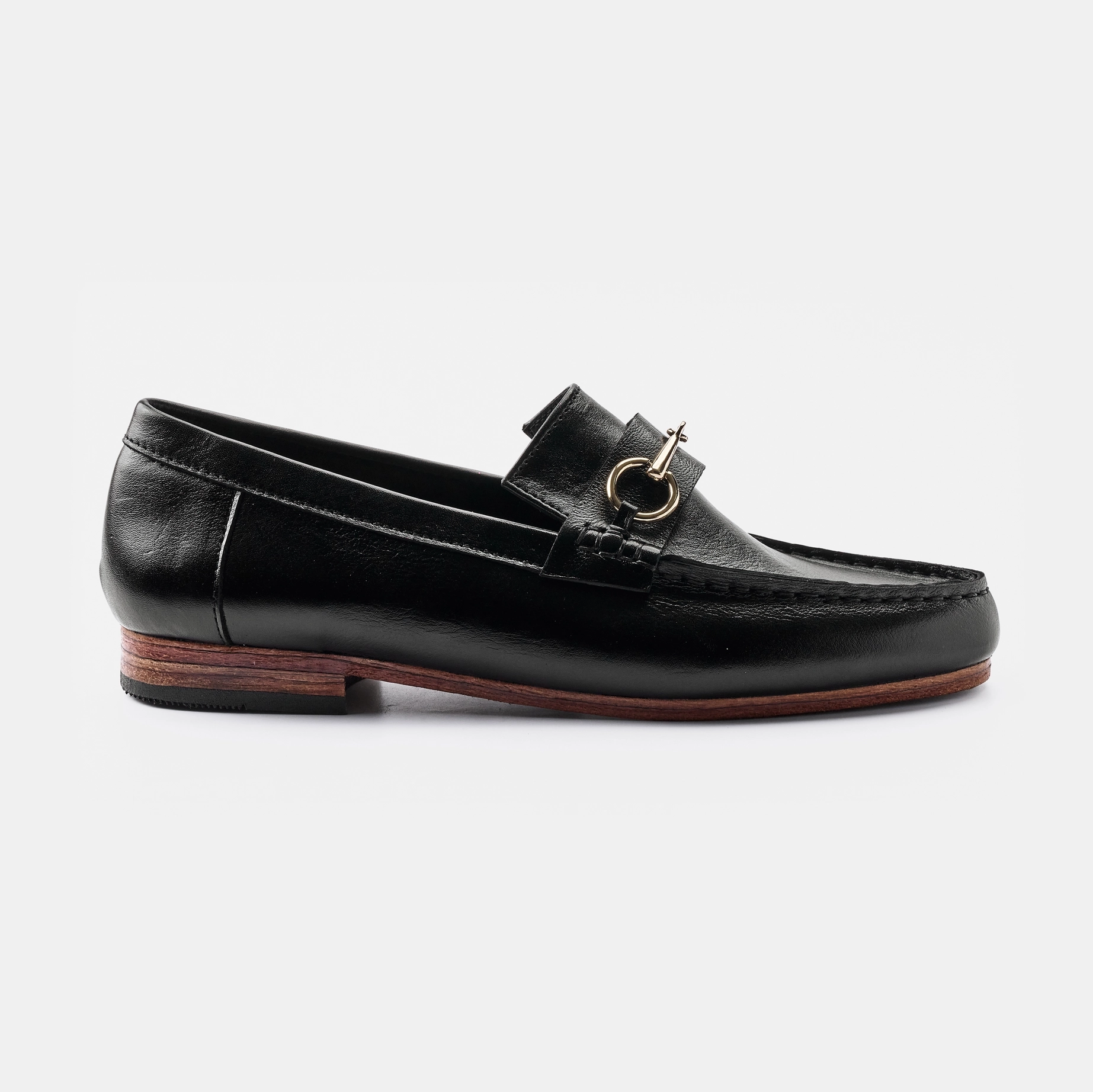 Pebbled Black Leather Horsebit Loafer