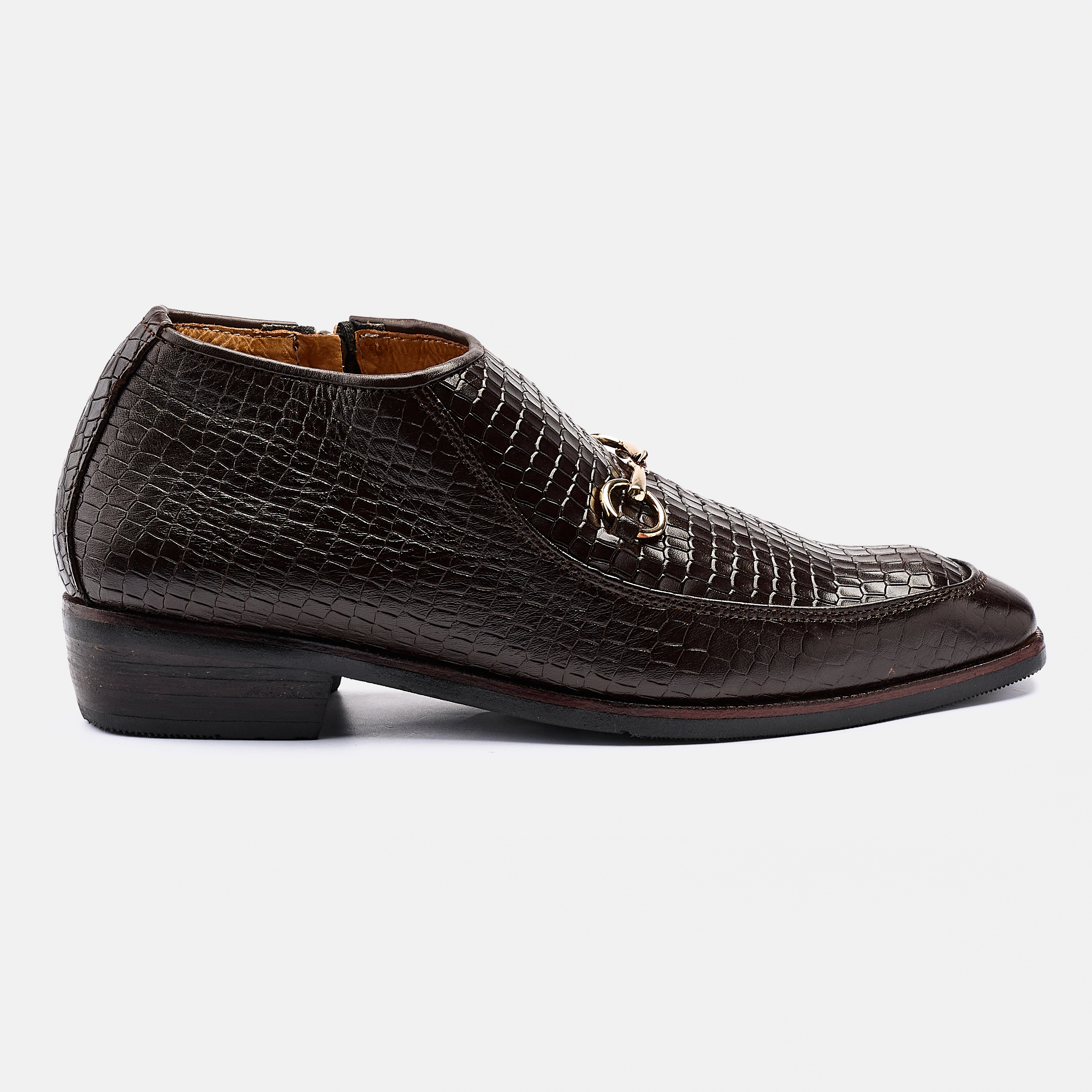 Horse Bit Chisel-Toe Boot Shoe Cocoa Embossed