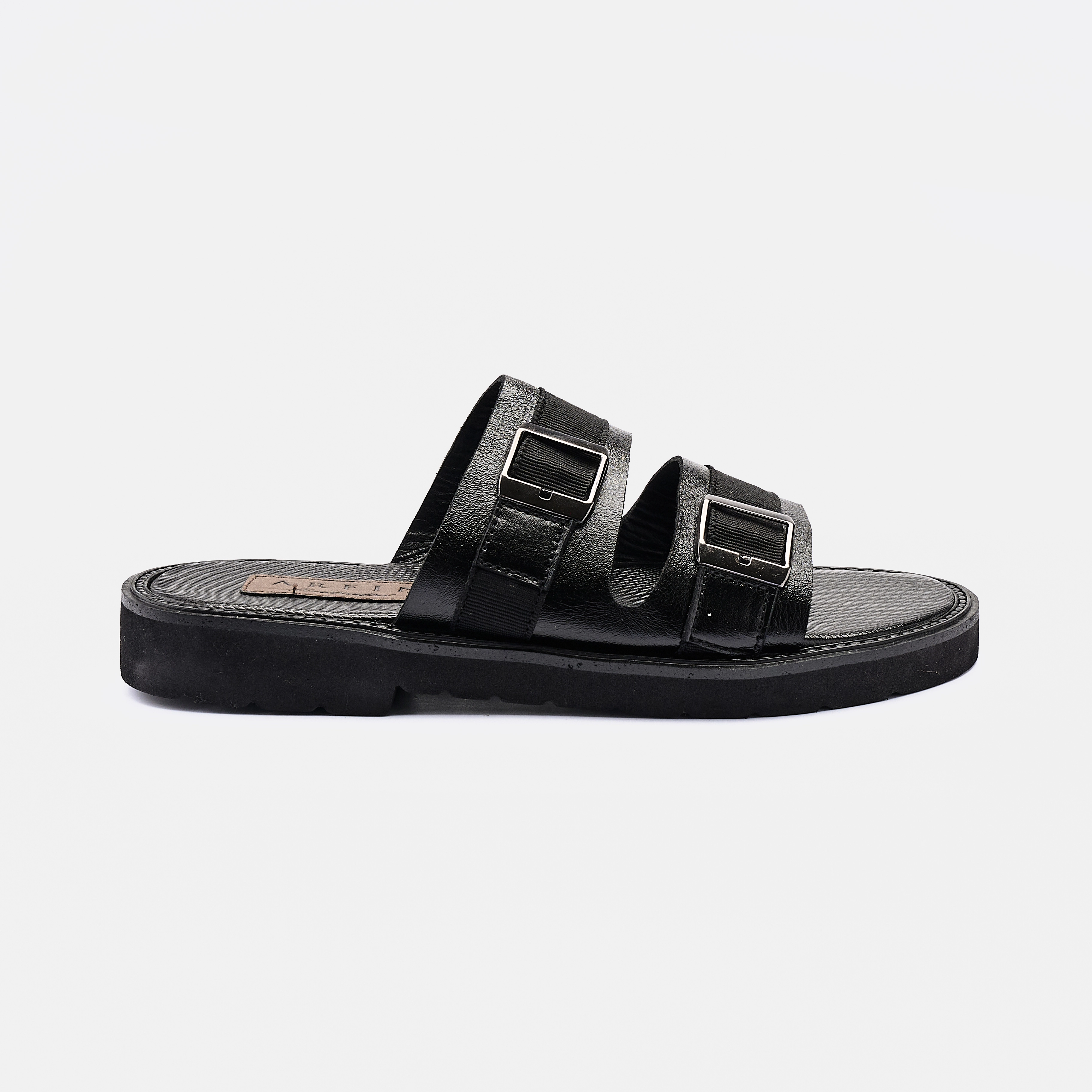 Black Double Strap Sandal Half Shoe