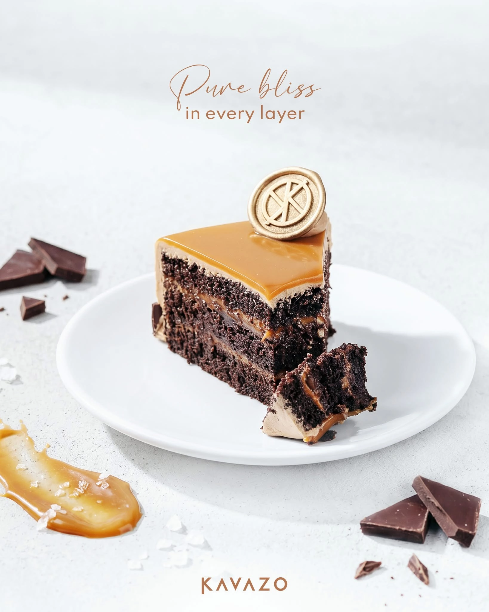 Salted Caramel Chocolate Cake Slice