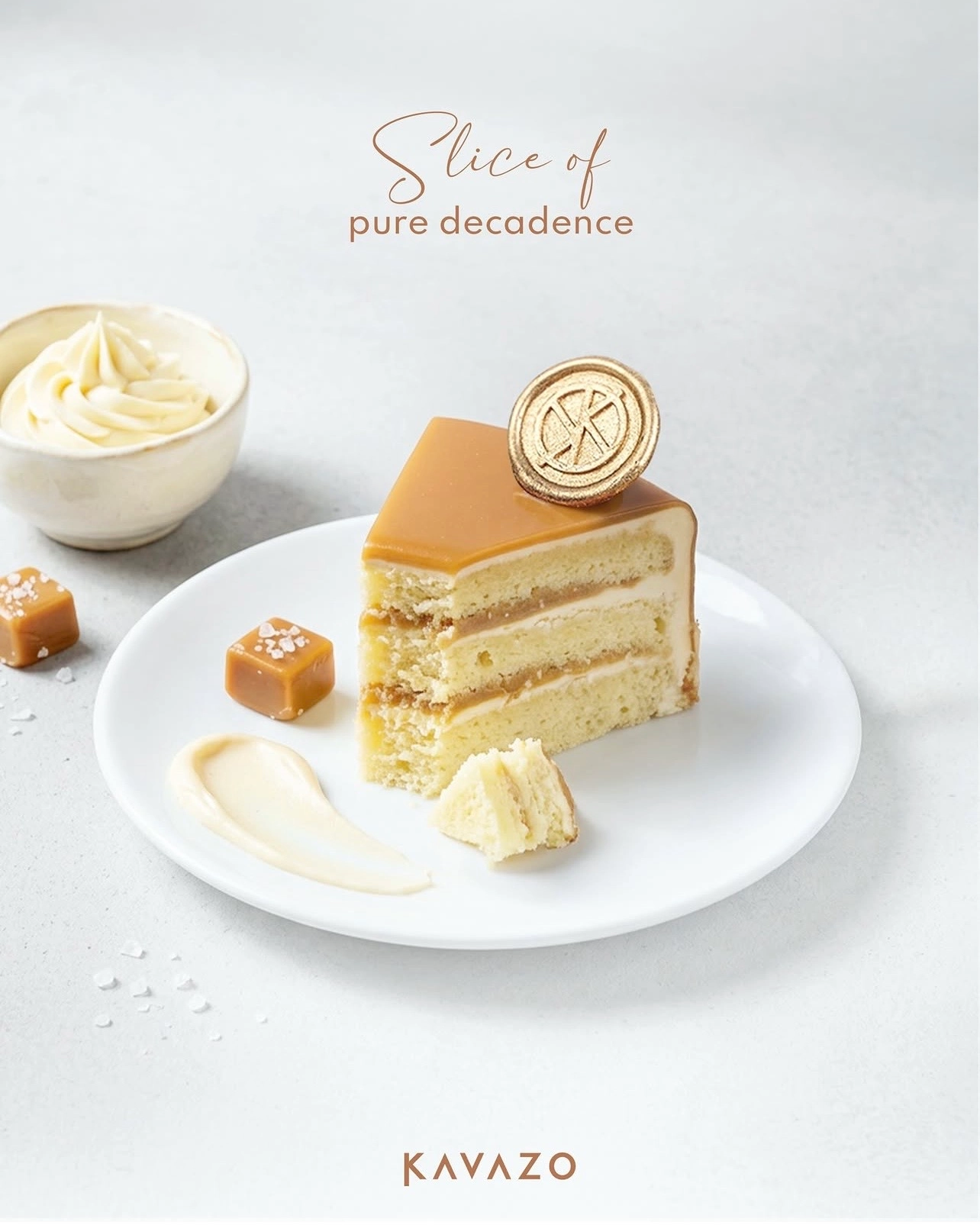 Salted Caramel Vanilla Cake Slice