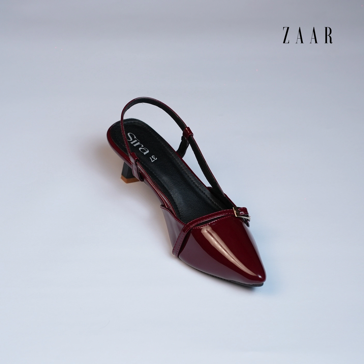 Sira Cherry Patent Kitten Slingbacks