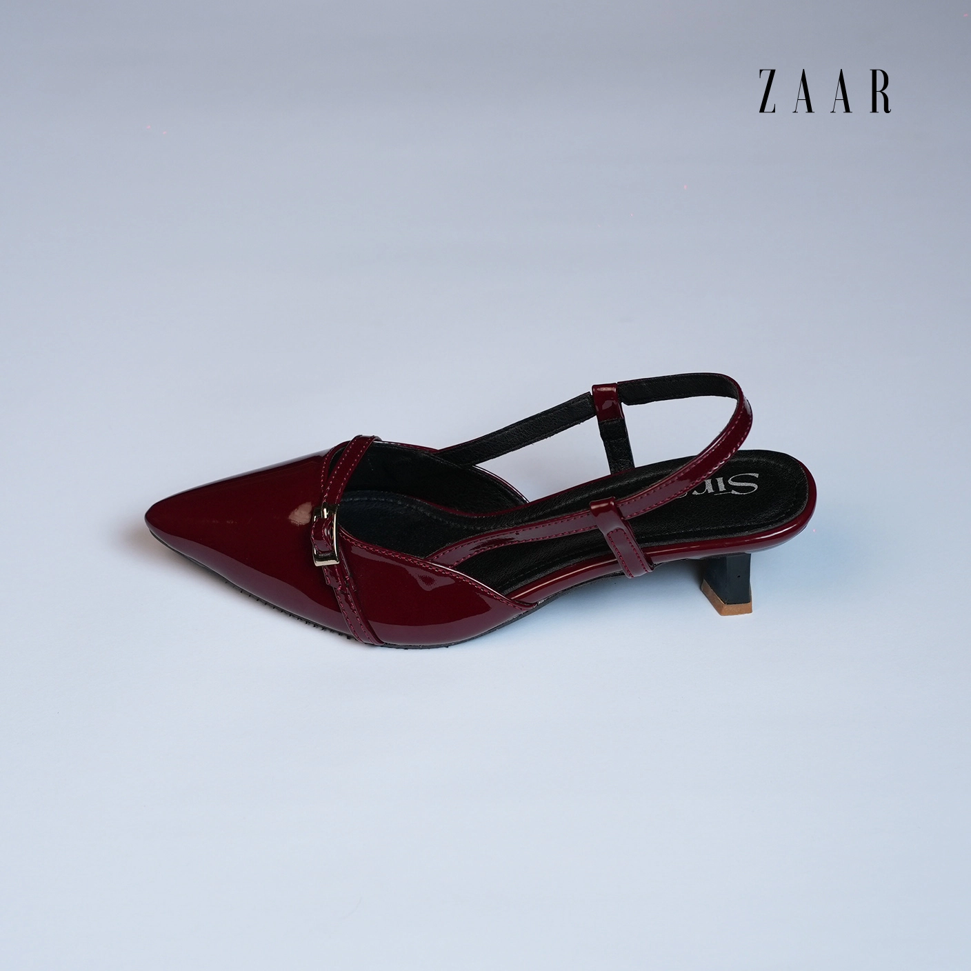 Sira Cherry Patent Kitten Slingbacks