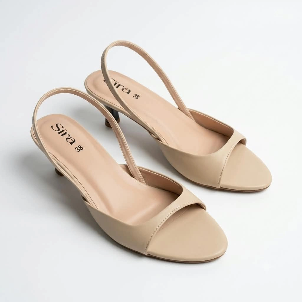 Sira Nude Curve Slingback Heels