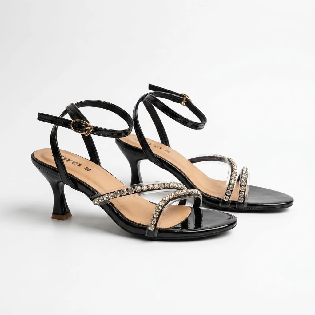 Sira Crystal Drip Flare Heels