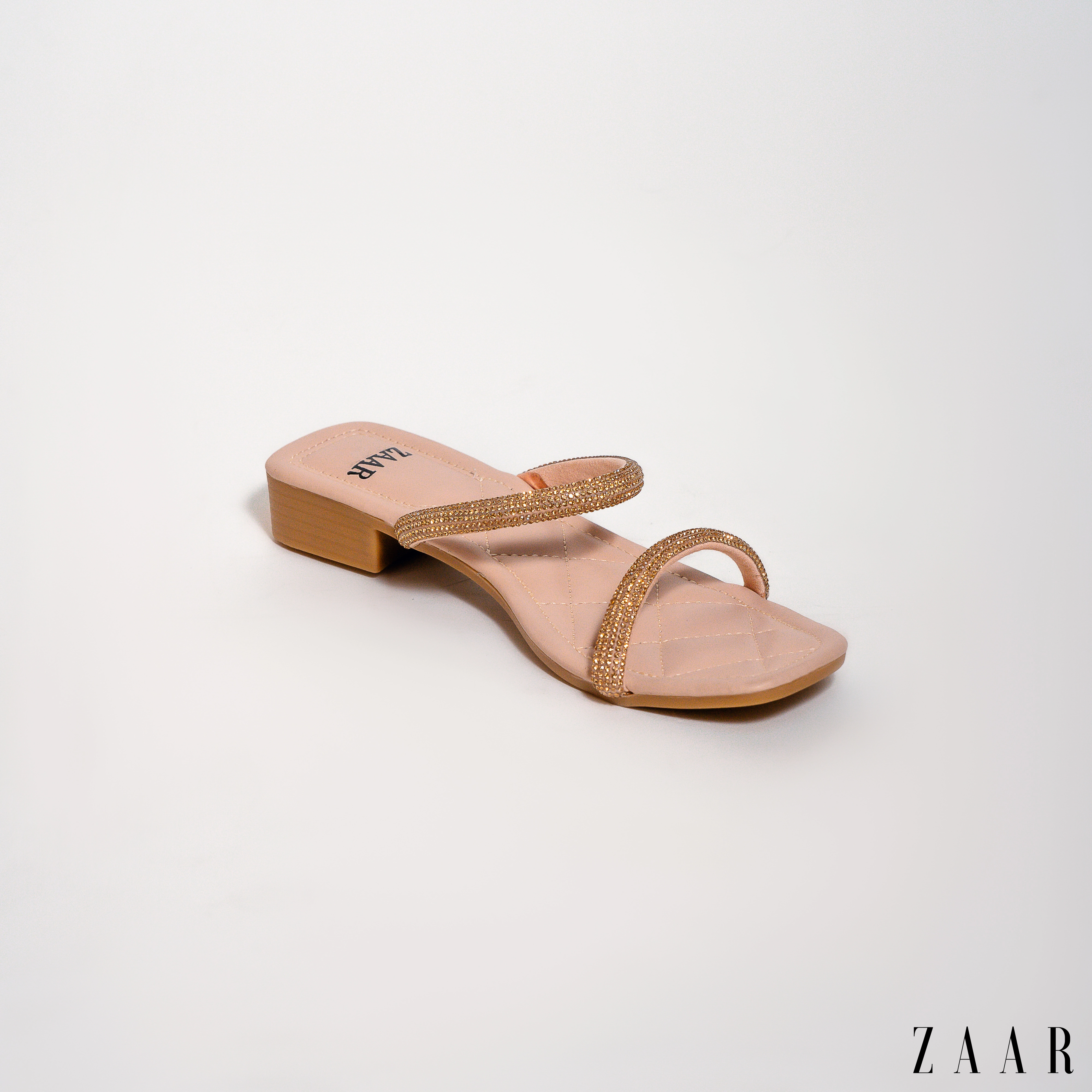 The "Diamond Quilt" Slide in Nude Champagne