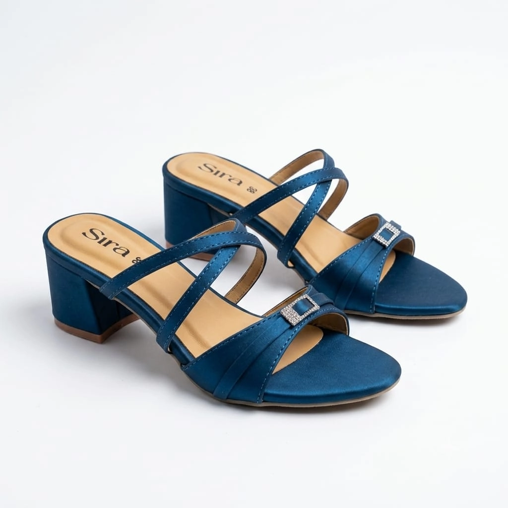 Sira Sapphire Satin Block Heels
