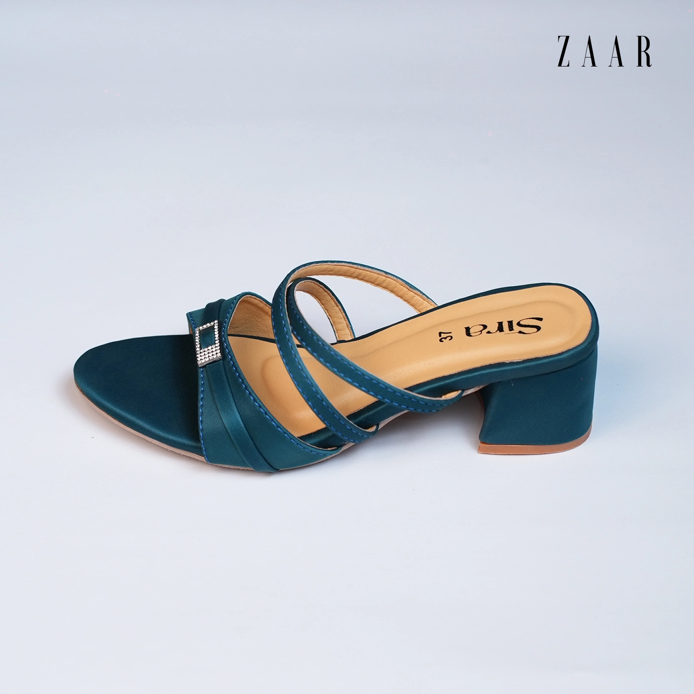 Sira Sapphire Satin Block Heels