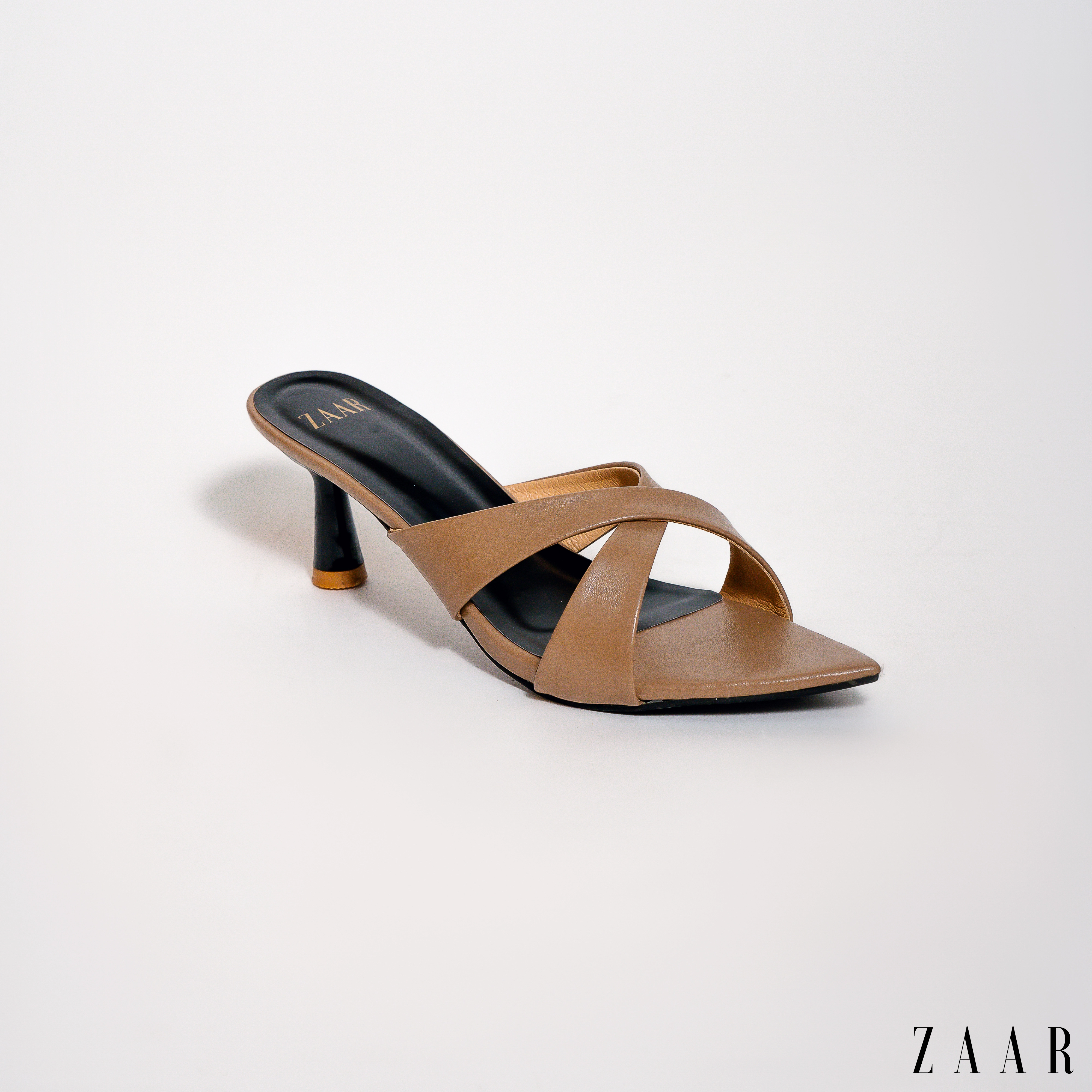 The "Crossover" Pointed Mule in Soft Caramel
