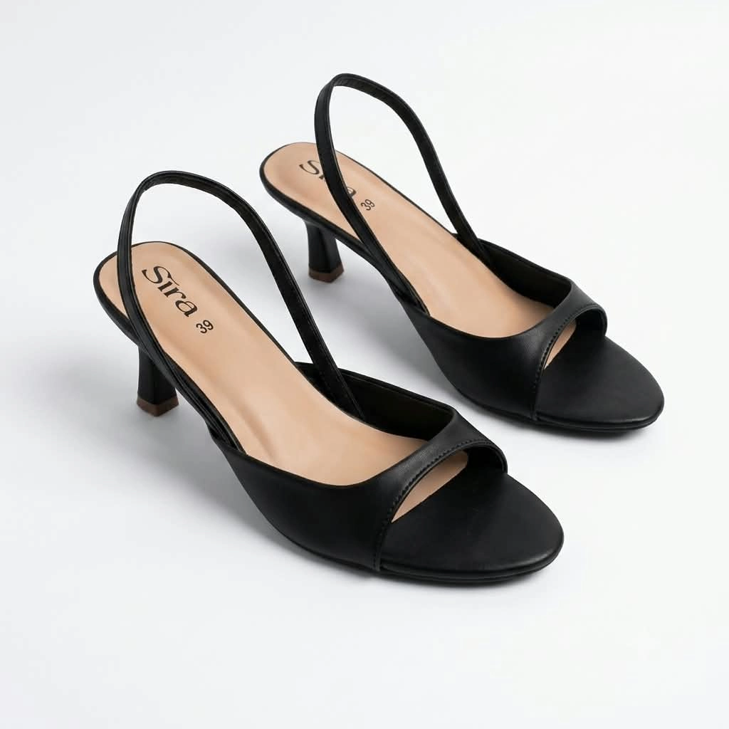 Sira Noir Curve Slingback Heels
