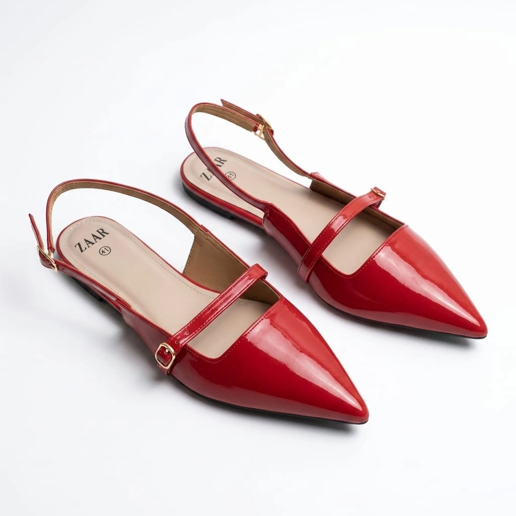 Crimson Patent Pointed Slingback Flats
