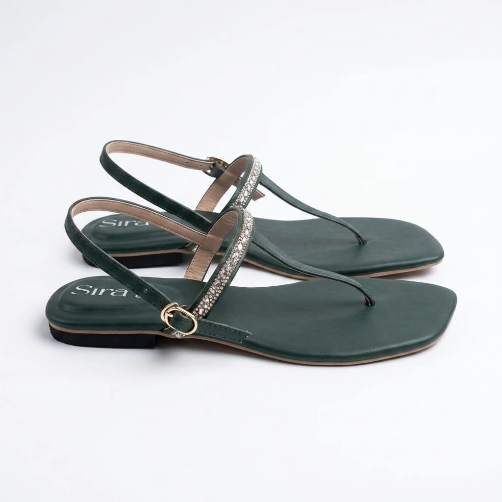 Sira Emerald Starlight T-Strap Flats