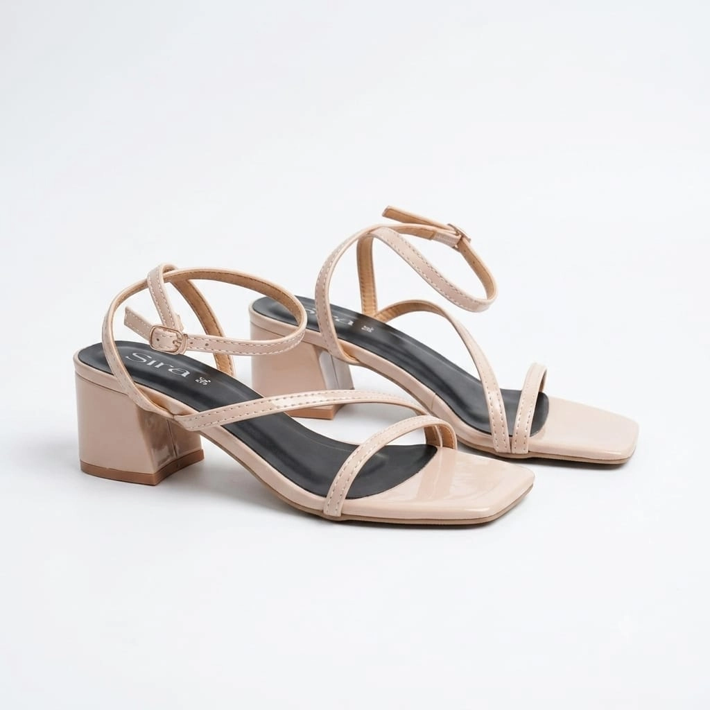 Sira Nude Strappy Block Heels