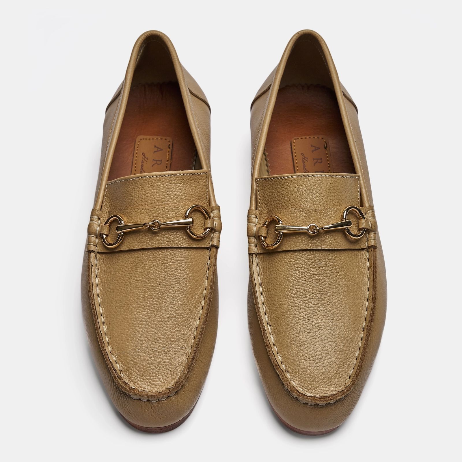 Frolic Tan Leather loafers with gold horsebit hardware Women main image 3