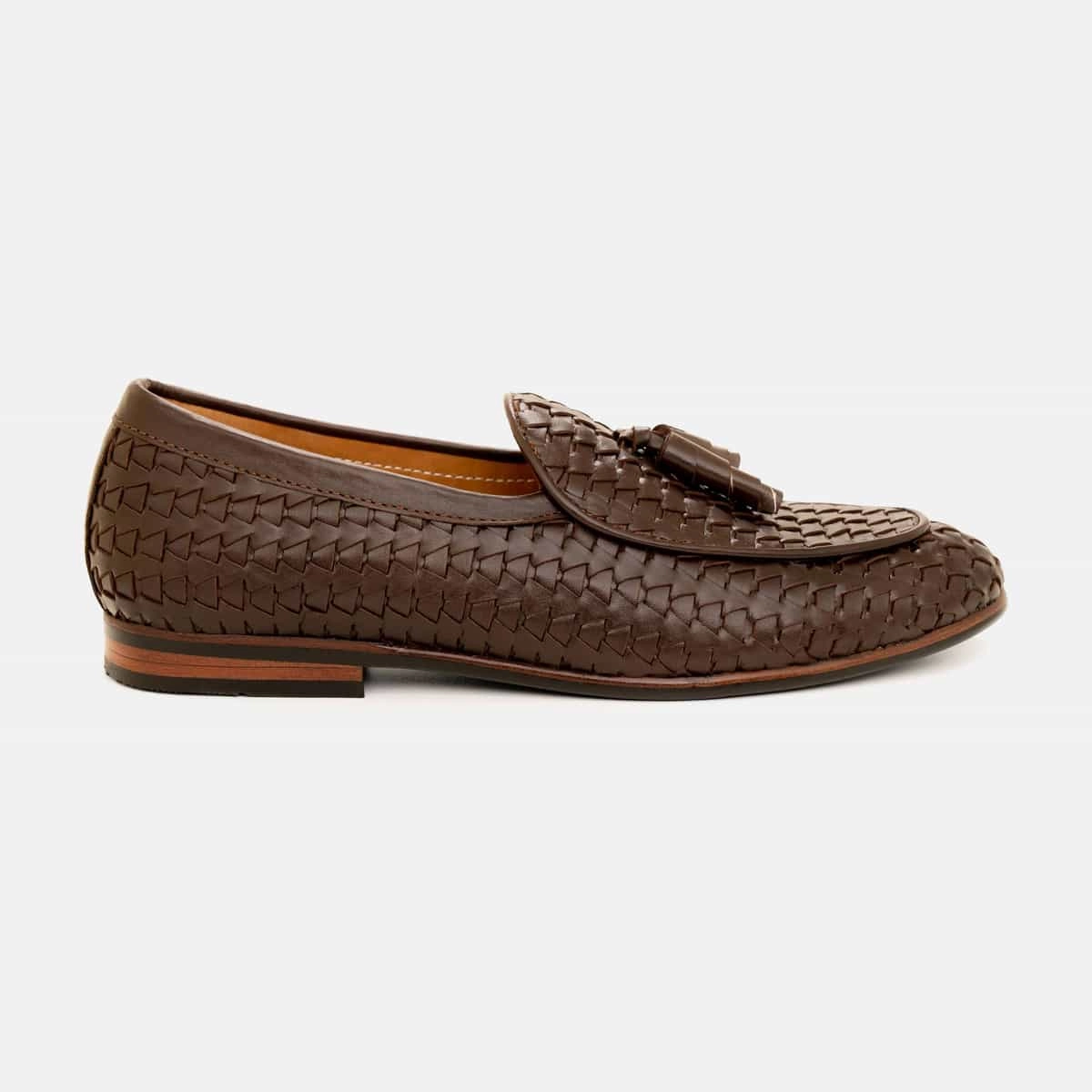 Braided Tassel Loafer in Walnut