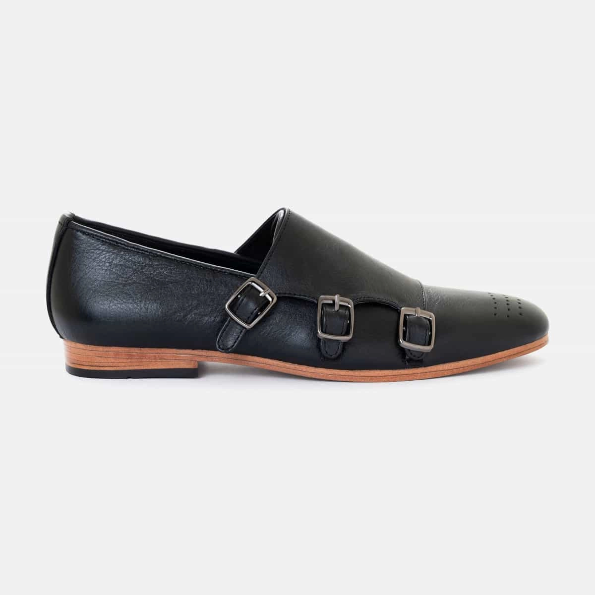 Triple Monk Loafer in Black