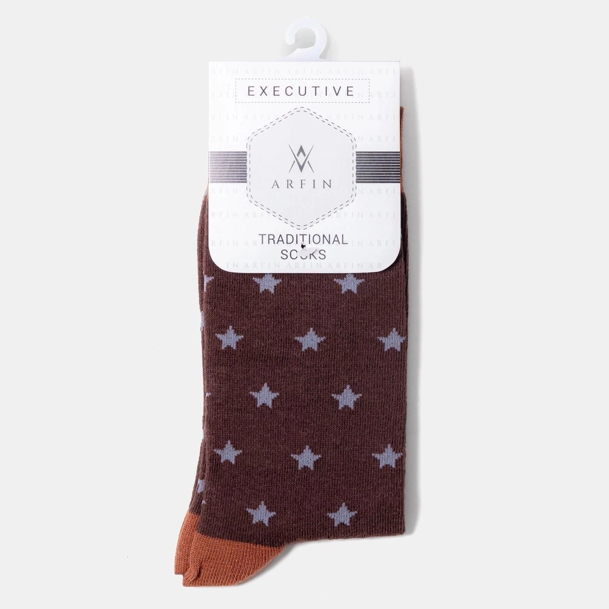 Brown Star Print Long Socks