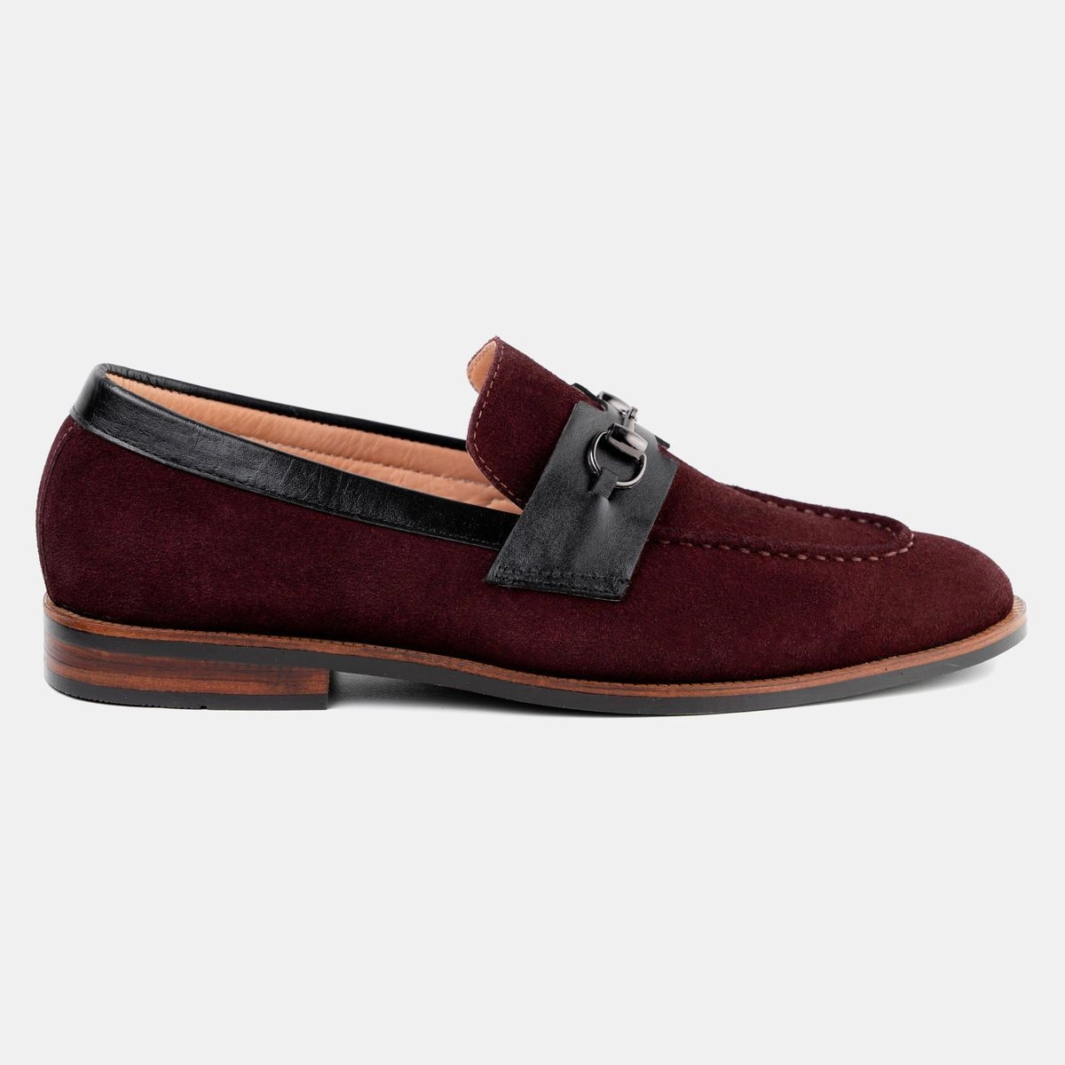 Dark Maroon Suede Horsebit Shoe