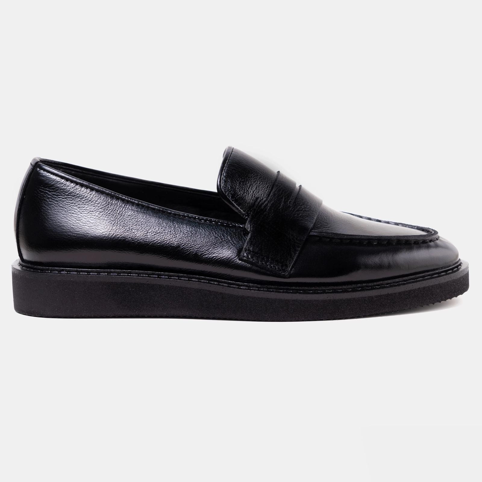 Wedge Sole Black Penny Loafer
