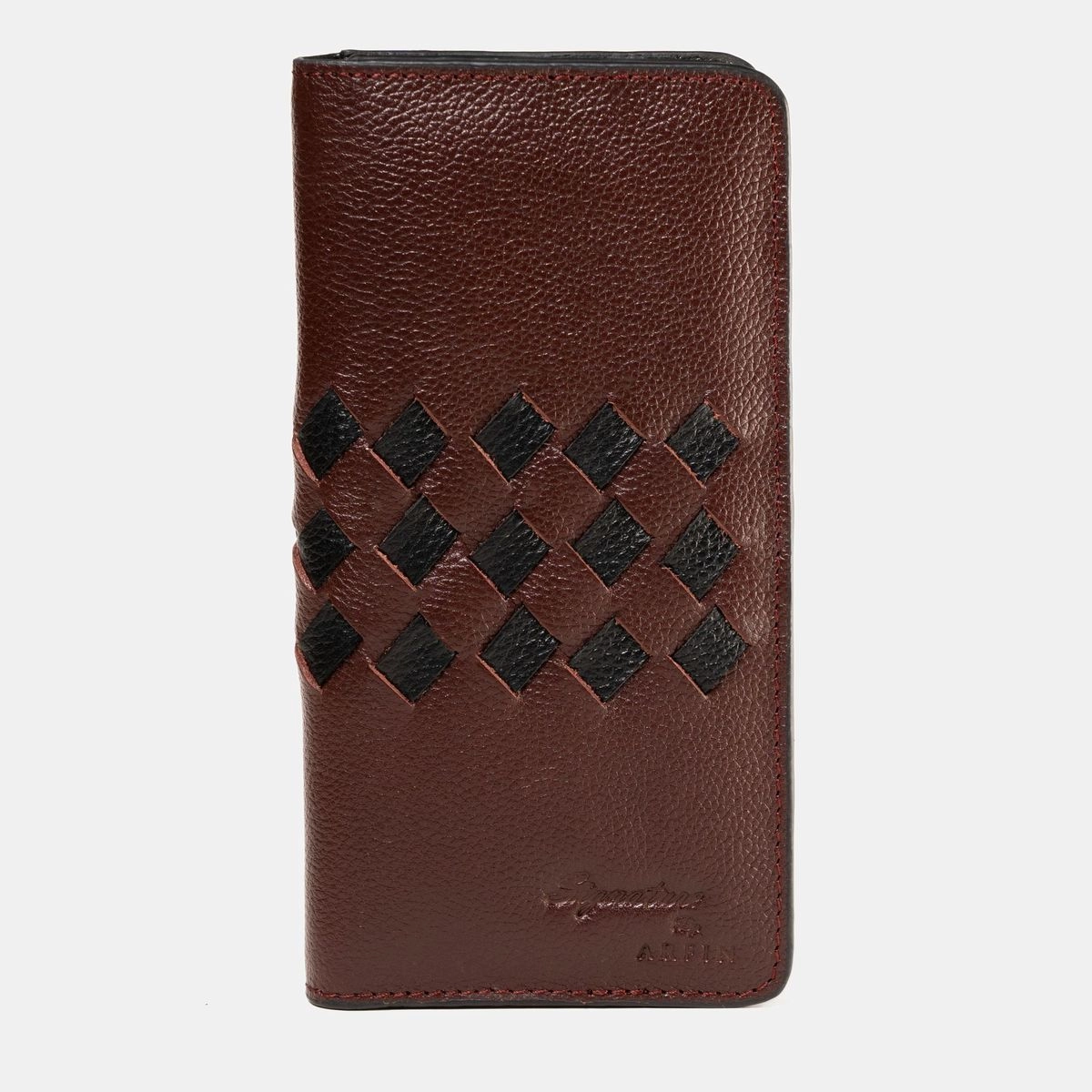 Black & Cocoa Braided Long Wallet