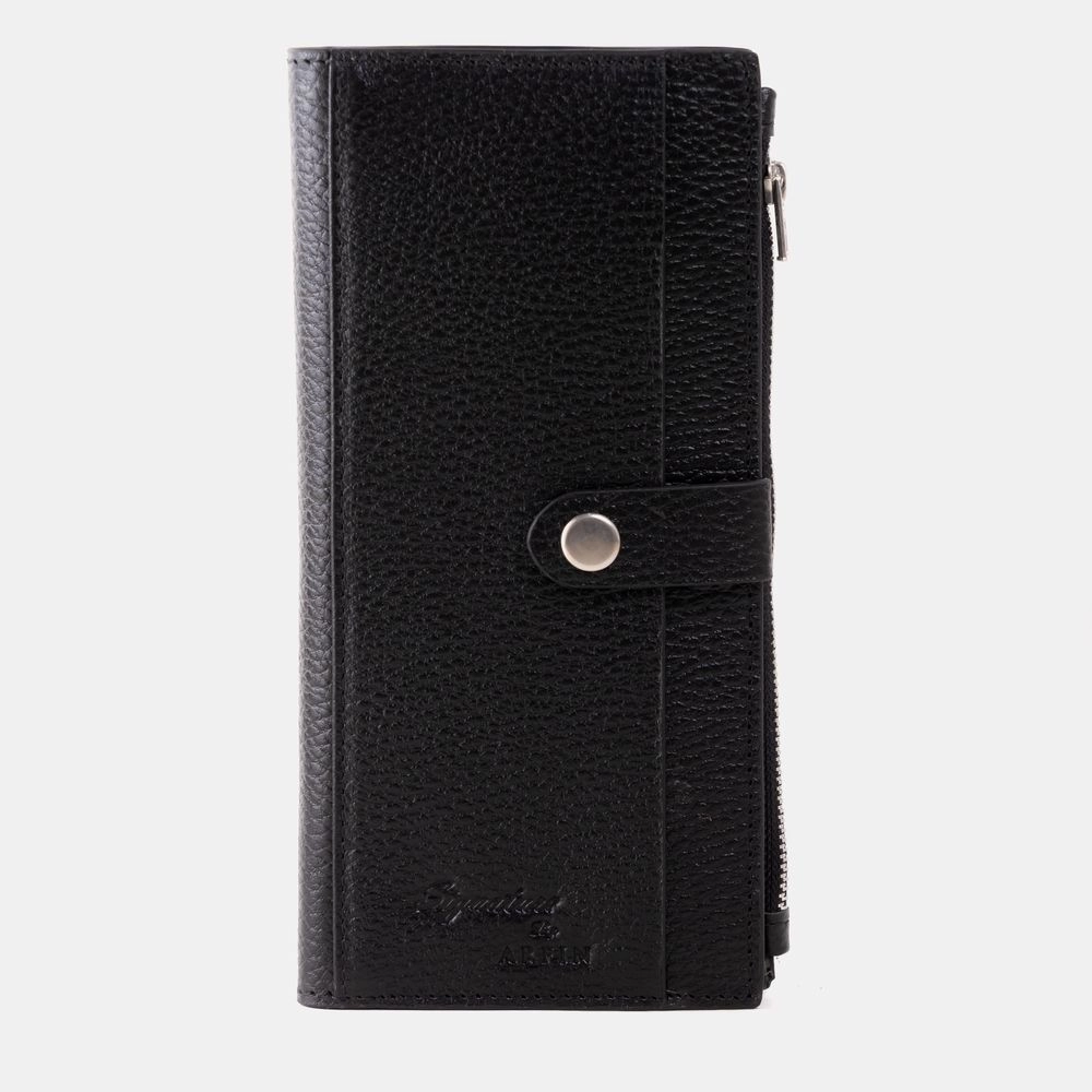 Grain Black Multifunctional Long Wallet