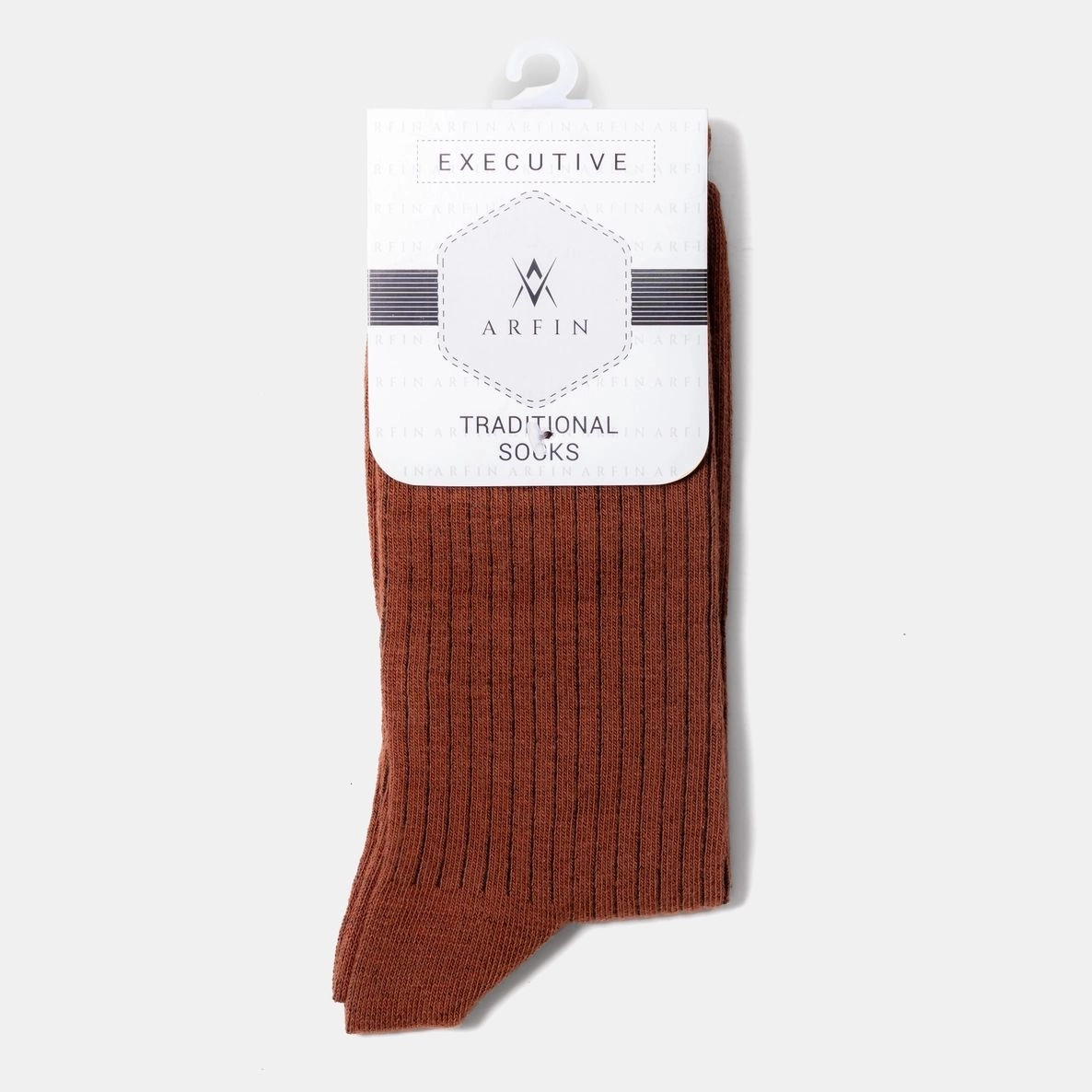 Vertical Check Brown Long Socks