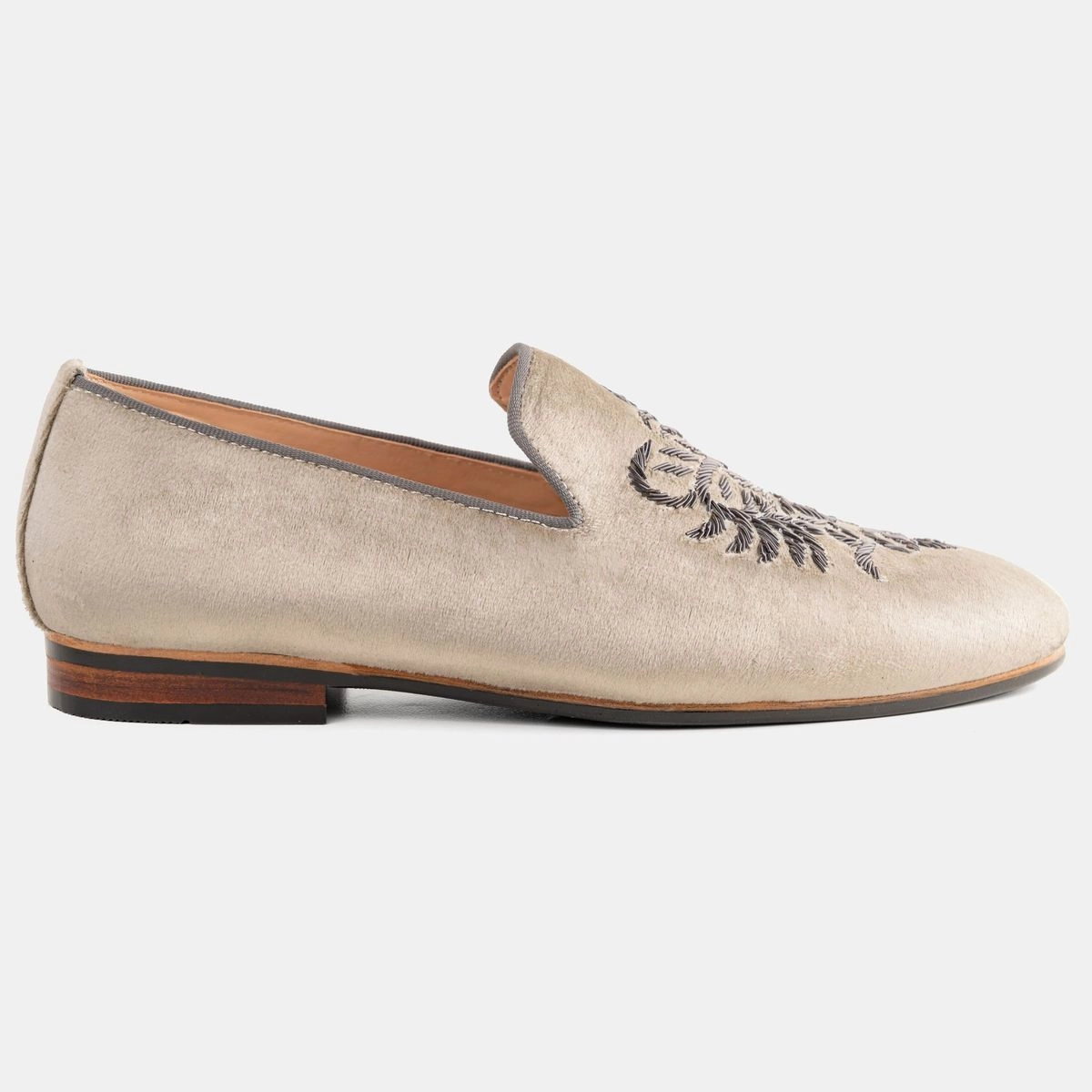 Grey Damask Velvet Loafer