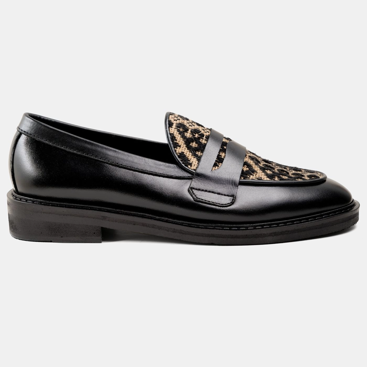 Jute X Leather Check Black