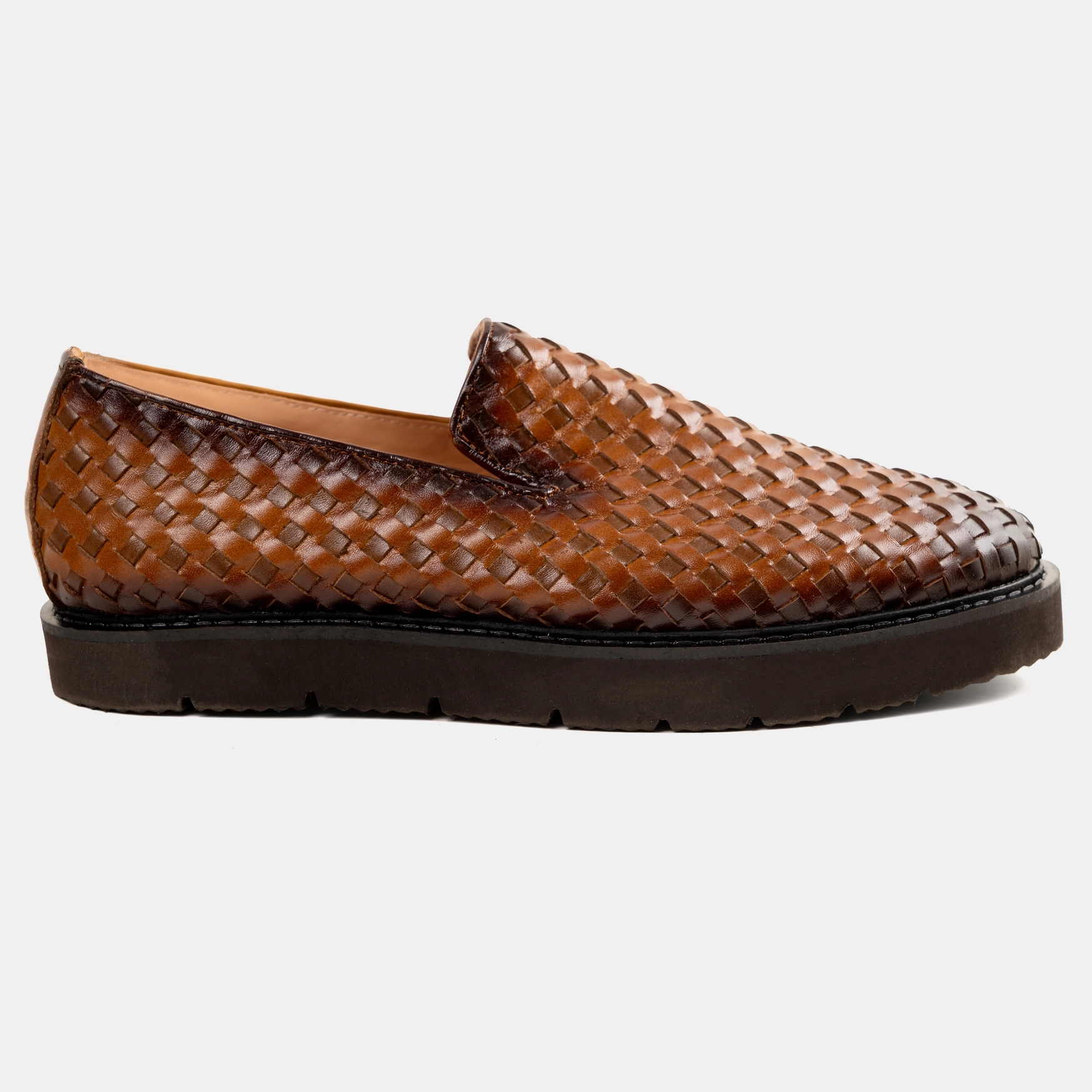Brown Shaded Double Leather Fat Sole Loafer