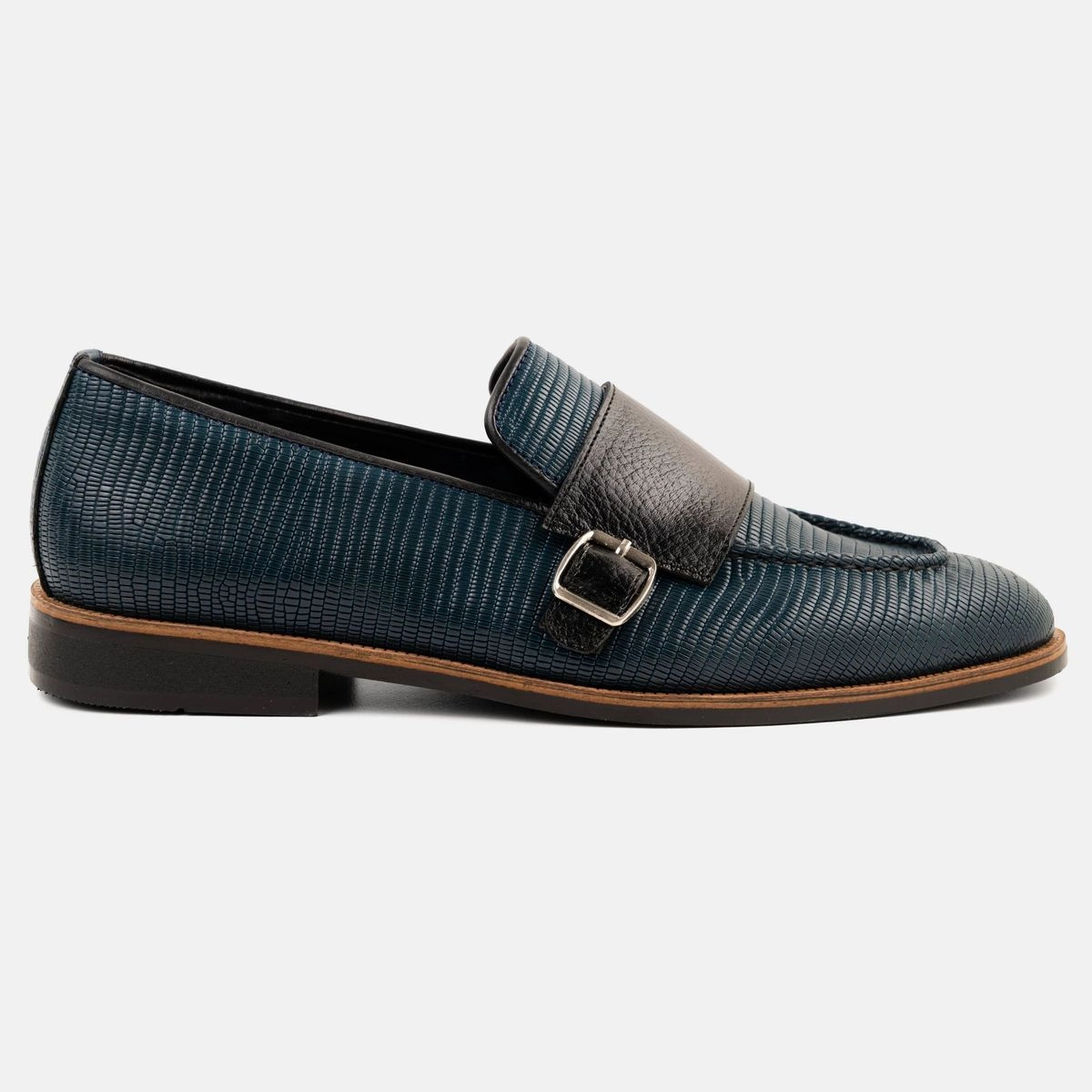 Navy Blue Square Monk Loafer