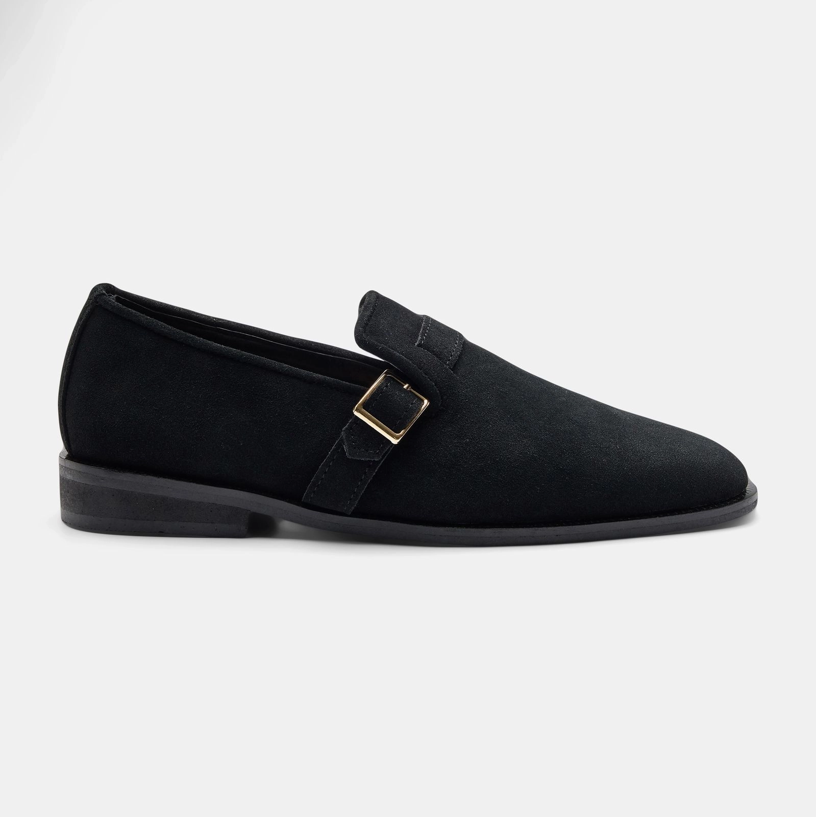 Black Suede Monk Strap Loafer