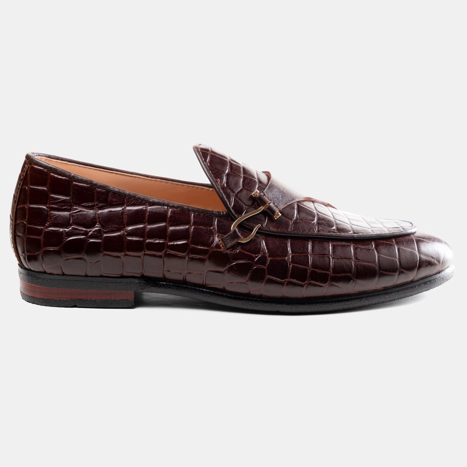 Single Hook-Strap Cocoa croc Loafer