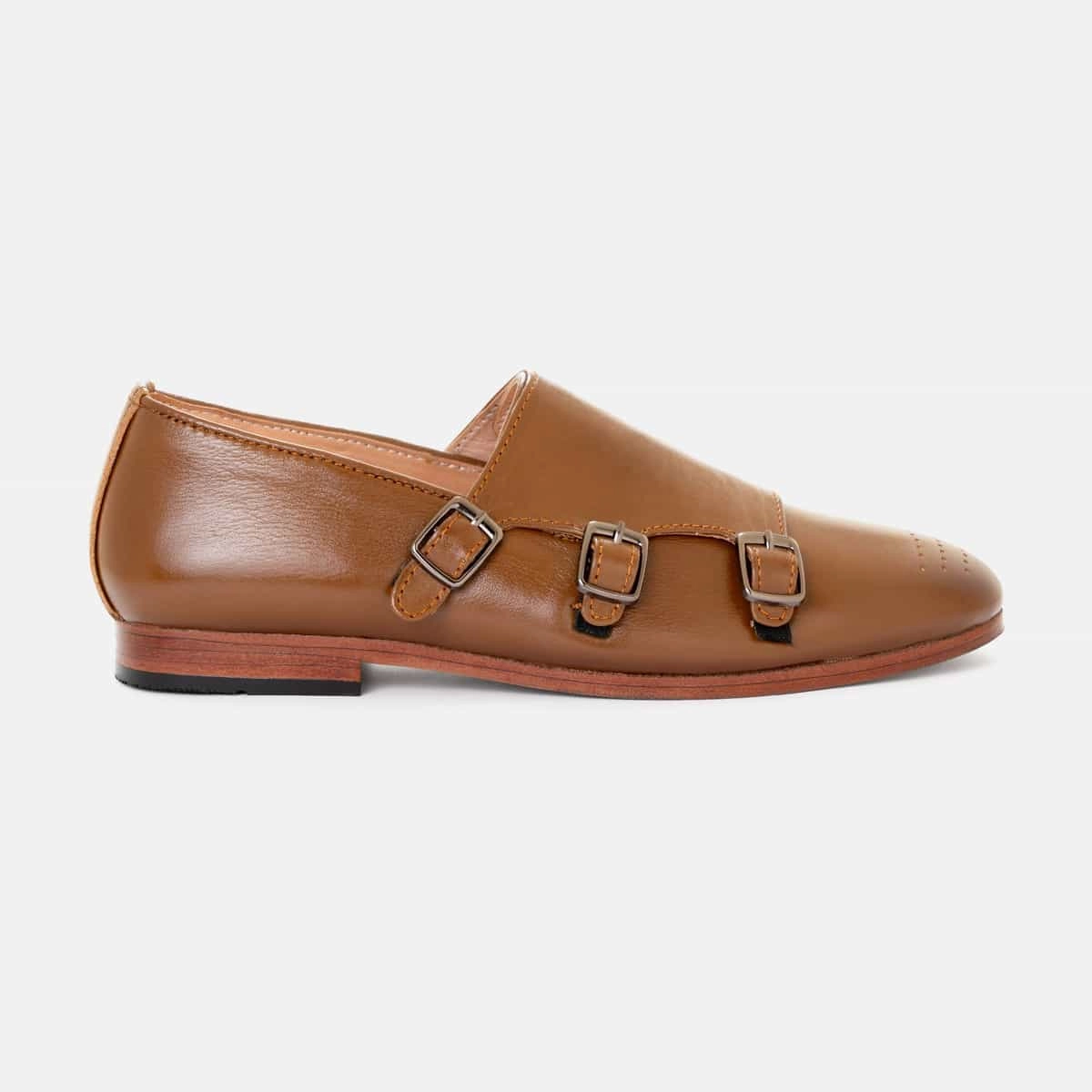 Triple Monk Loafer in Tan