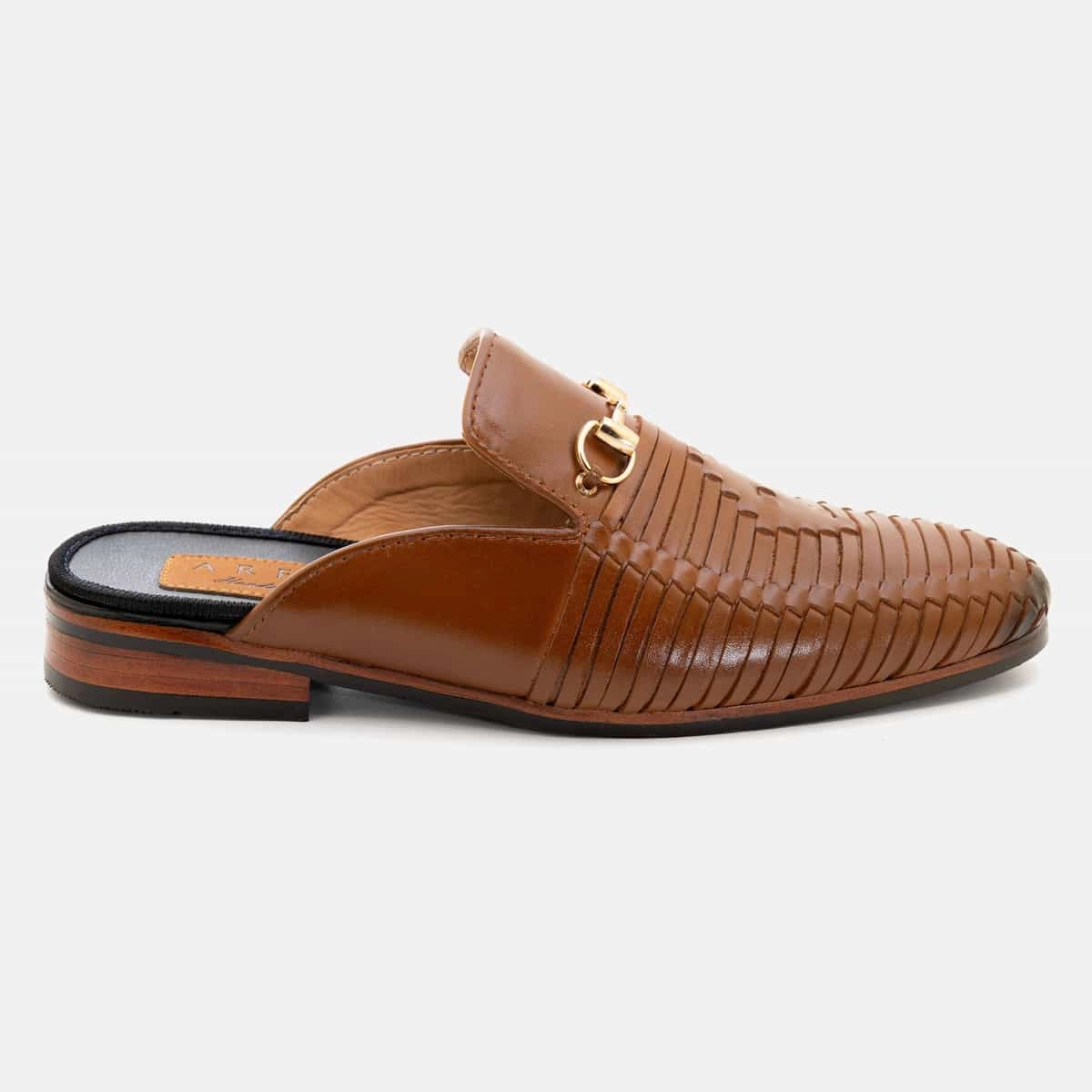 Brown Dice Braided Horse-bit Slipper