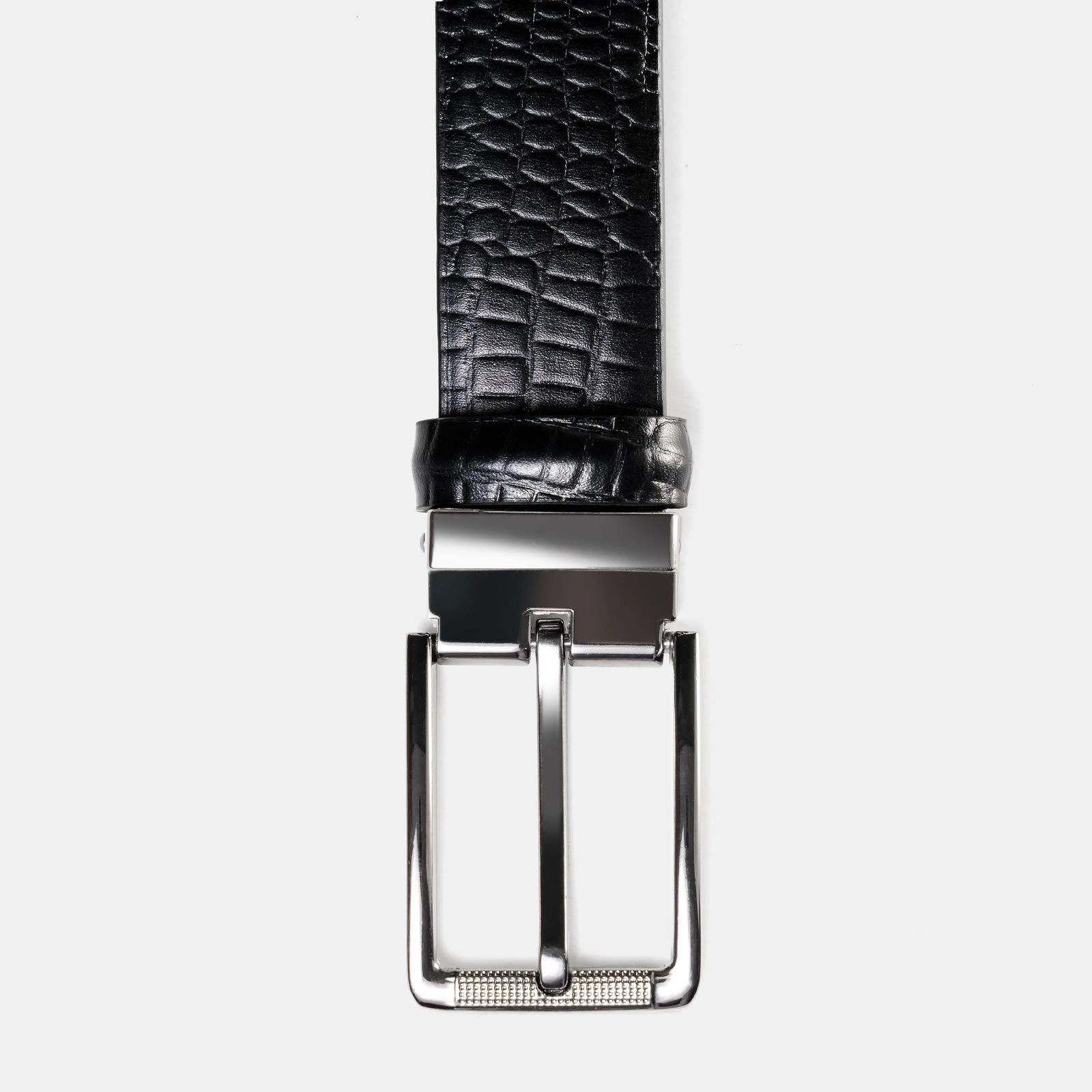 Croc Black Belt Square Buckle