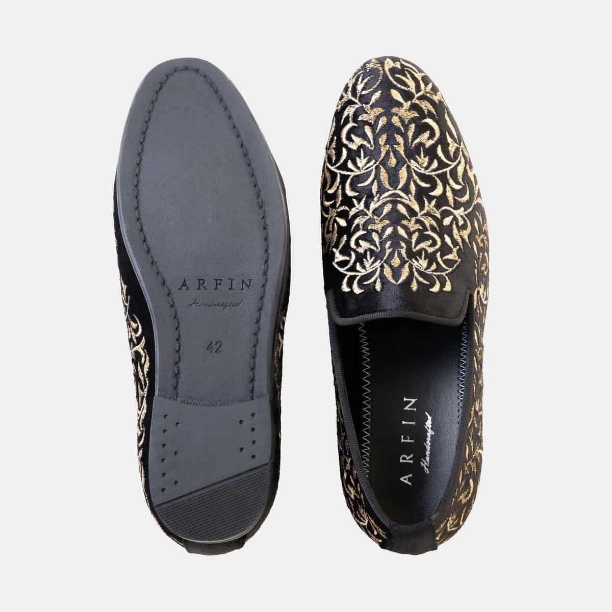 TVN Flux women’s Black Slip-On Loafers with Gold Scorpion Embroidery E18195s.jpg main image 3