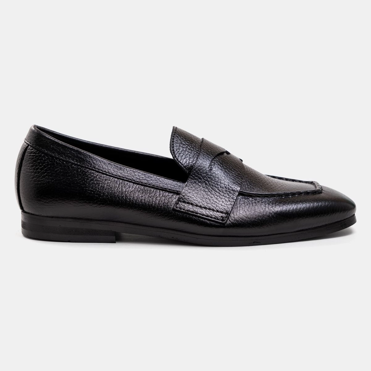 Black Square-Toe Penny Loafer