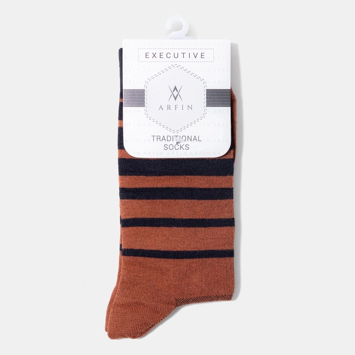 Brown Horizontal Check Long Socks