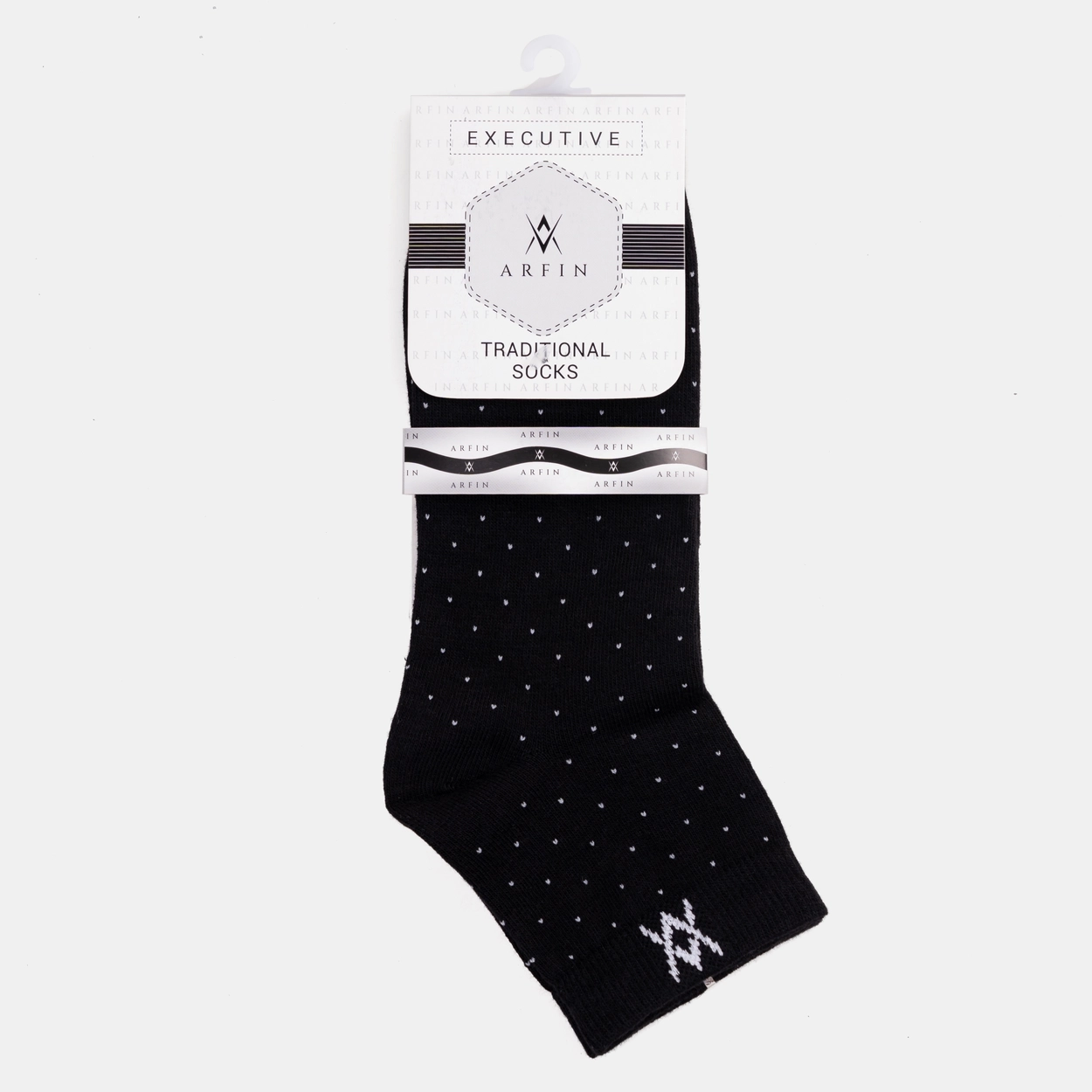 Dot Printed Black Ankle Socks
