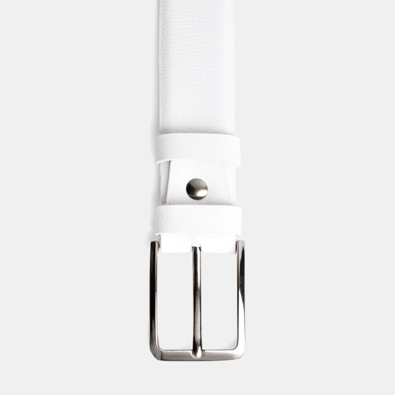 White Leather Belt Silver Buckle | ARFIN