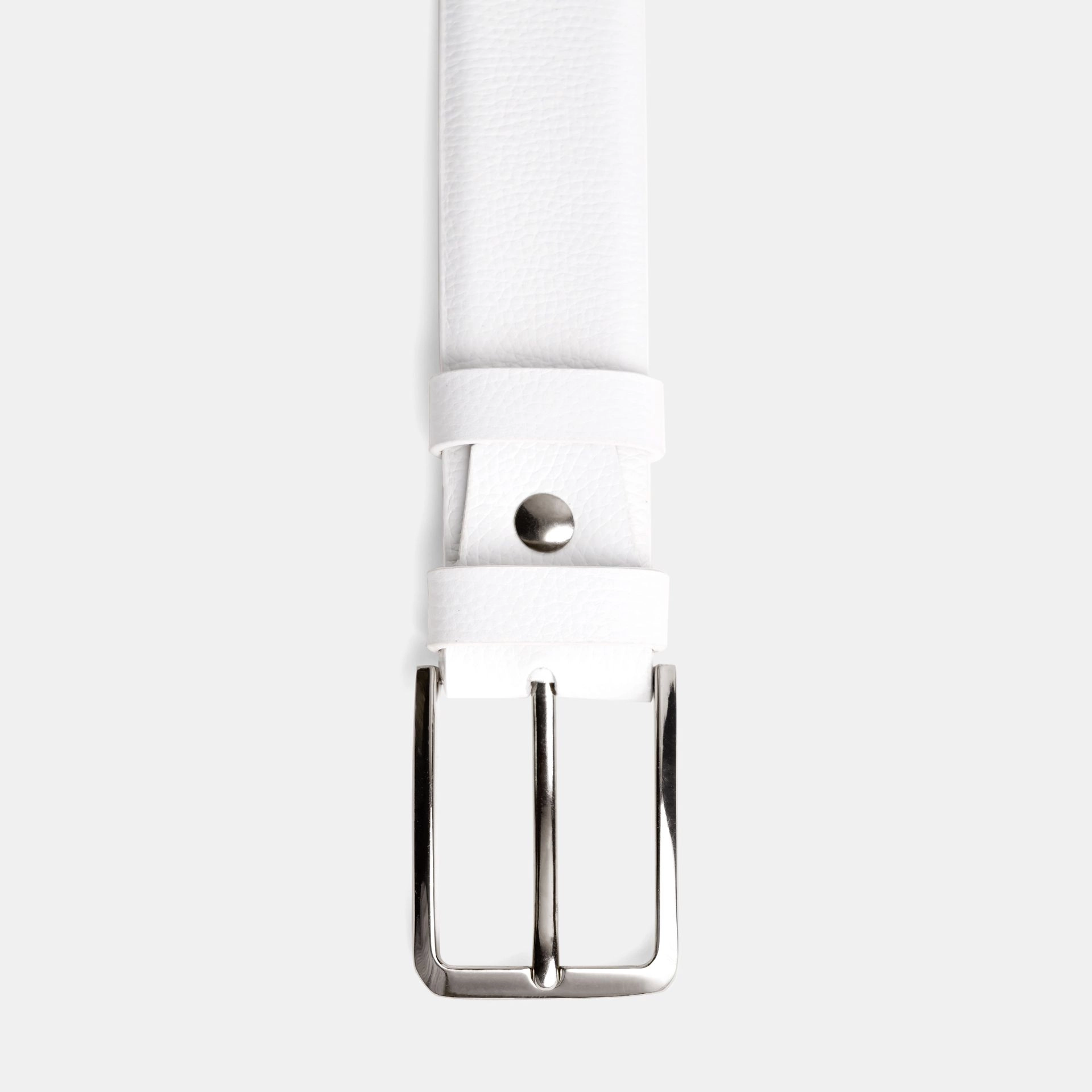 White Leather Belt Silver Buckle | ARFIN